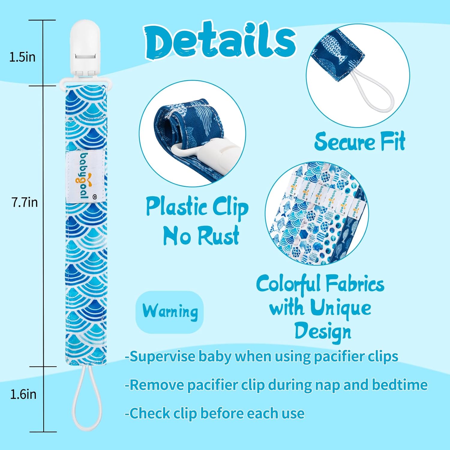 Babygoal – Prendedores para chupón, paquete de 6 soportes para chupón para niños y niñas, se adapta a la mayoría de los estilos de chupones,