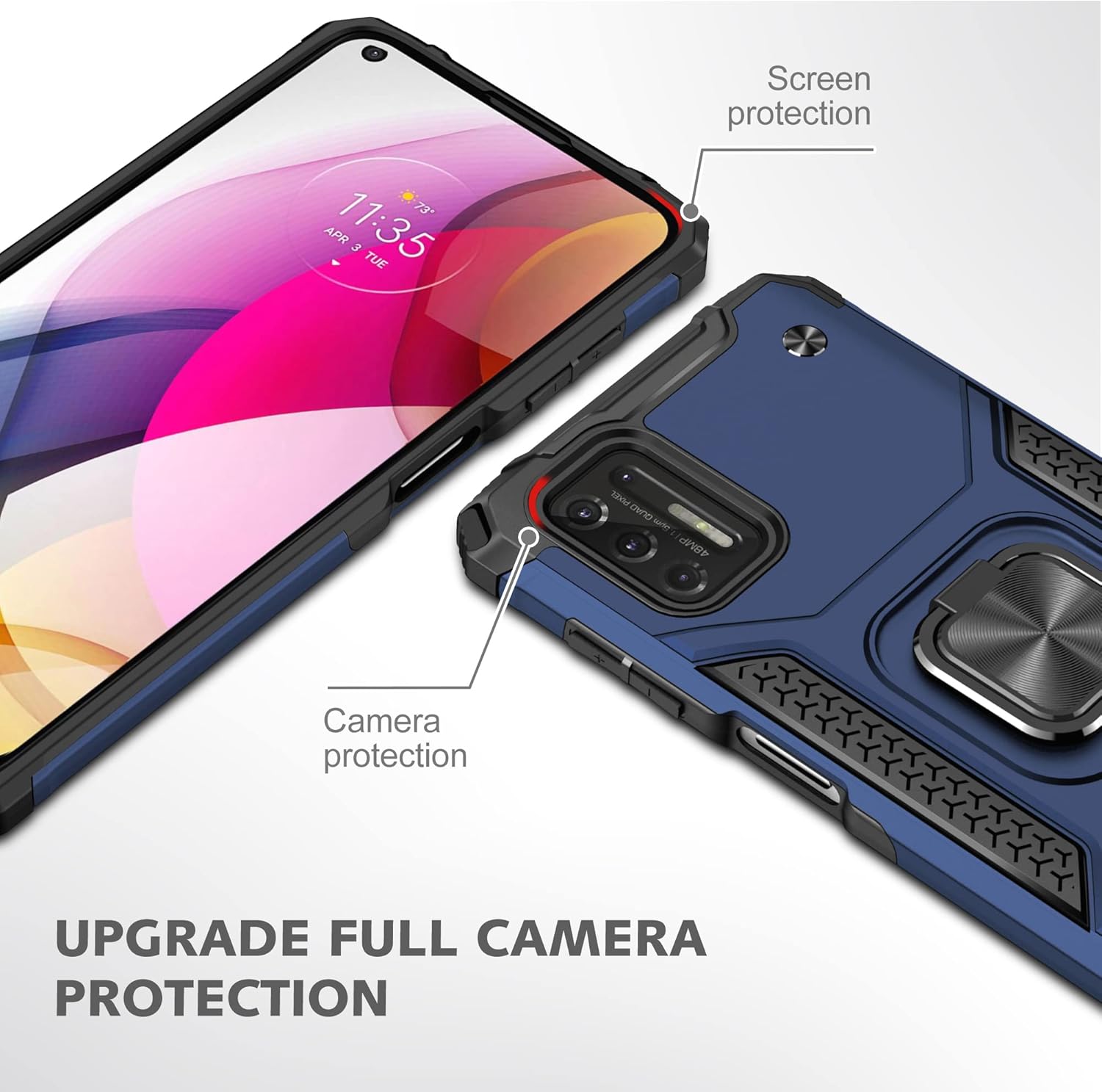 AYMECL Funda para Moto G Stylus 2021 (no compatible con 5G), Motorola Moto G Stylus 2021 con película nano a prueba de explosiones 2 unidades, grado