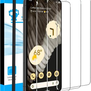 LYWHL Paquete de 3 protectores de pantalla de vidrio templado para Google Pixel 8 con marco de fácil instalación, táctil sensible y desbloqueo de LYWHL Paquete de 3 protectores de pantalla de vidrio templado para Google Pixel 8 con marco de fácil instalación, táctil sensible y desbloqueo de