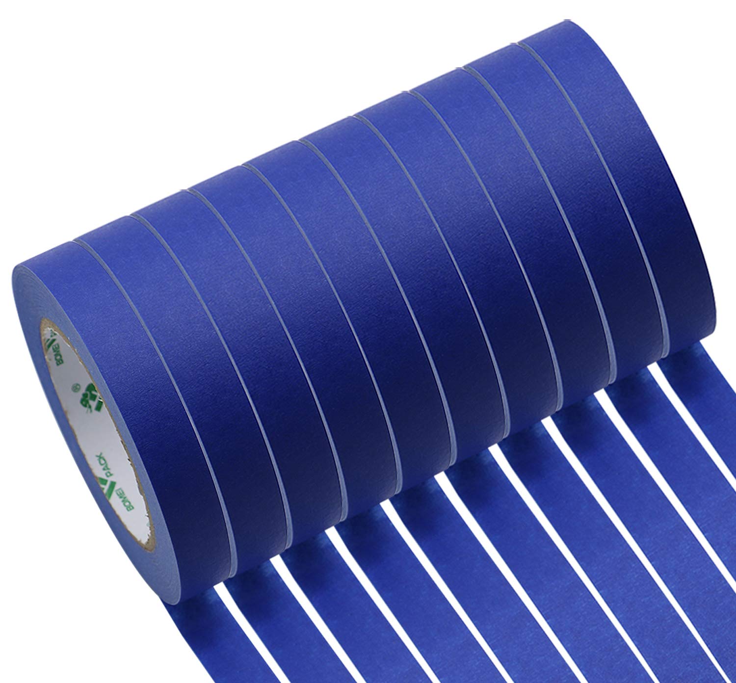 BOMEI PACK 10 cintas azules para pintores, 5.5 mil, 34 pulgadas, 55 años, sin residuos, cinta adhesiva para pintura de pared con líneas afiladas