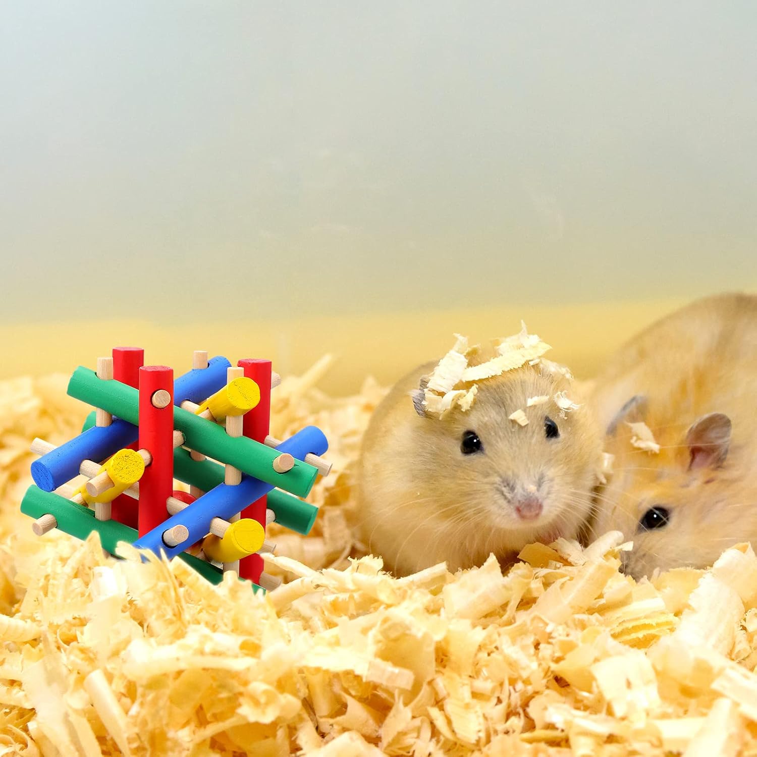 Jutom Juguete masticable de conejo de 3 piezas, juguetes de chinchilla, juguetes de madera para conejillos de indias, conejos para mascotas,