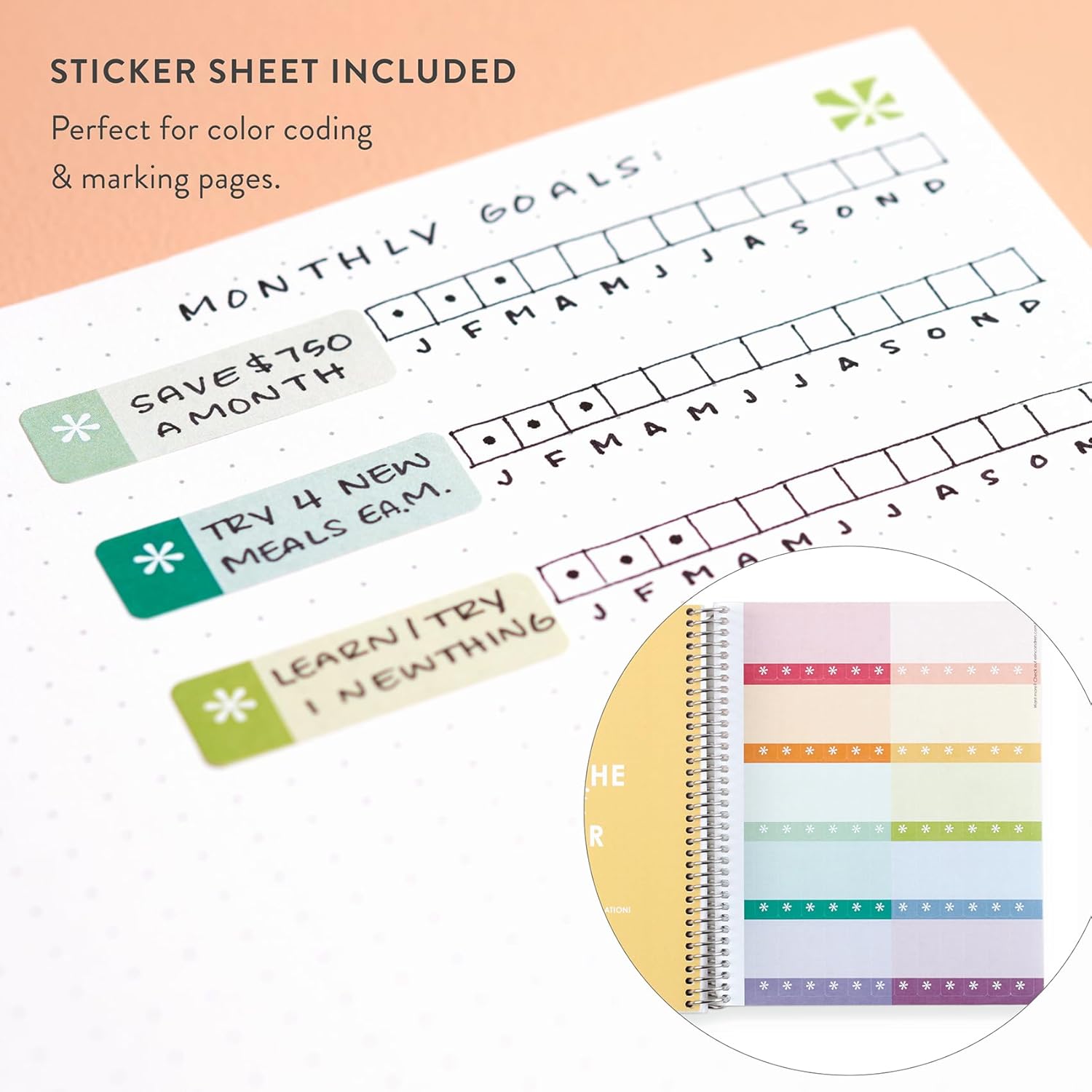 Erin Condren Cuaderno de espiral platino con cuadrícula de puntos de 7 x 9 pulgadas, acuarelas Tatooine de Star Wars. 160 páginas de cuadrícula de