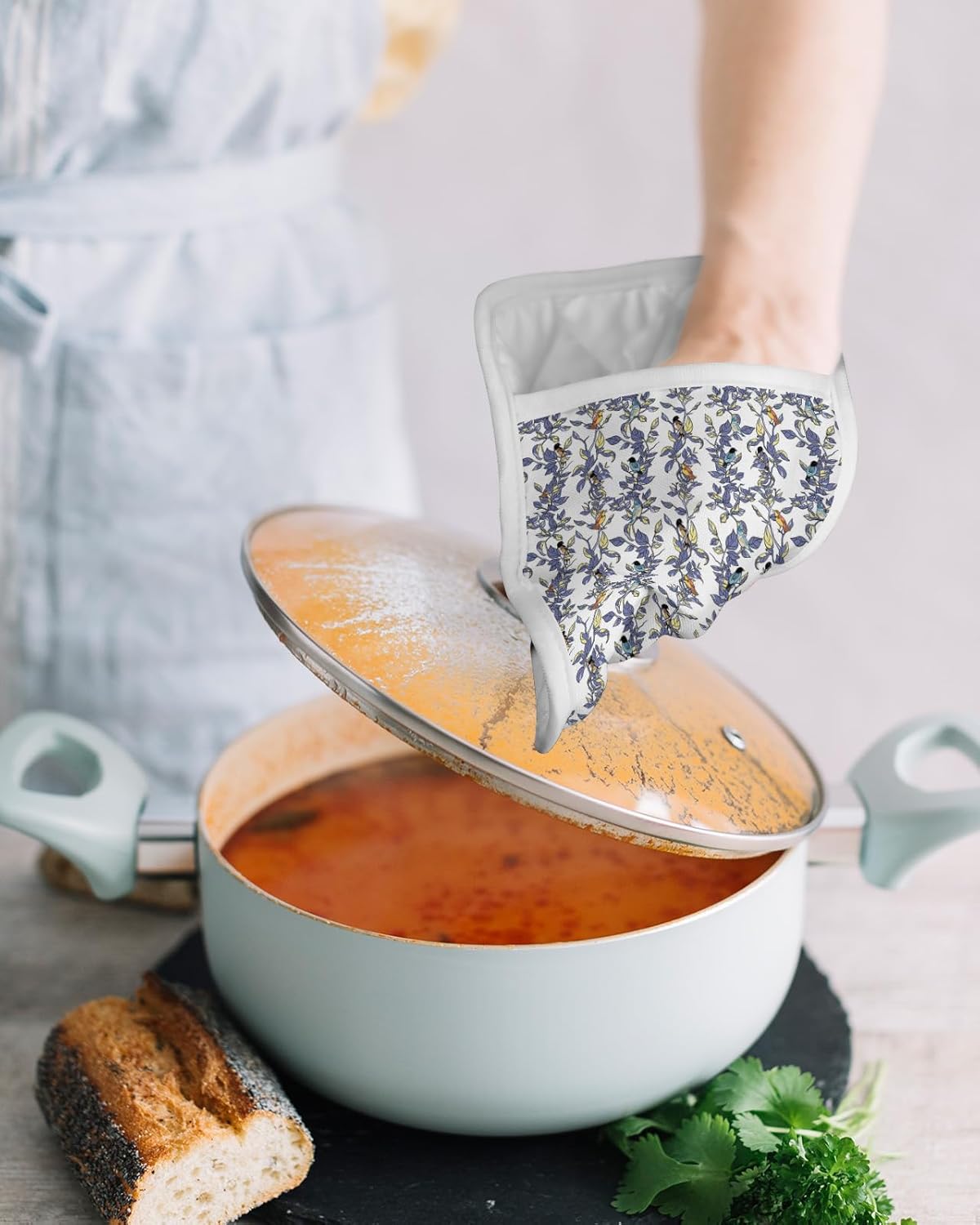 Vintage Plants – Juego de 2 agarraderas para cocina, antideslizantes y aislantes de calor, juego de agarraderas de tela de toalla con bolsillo,