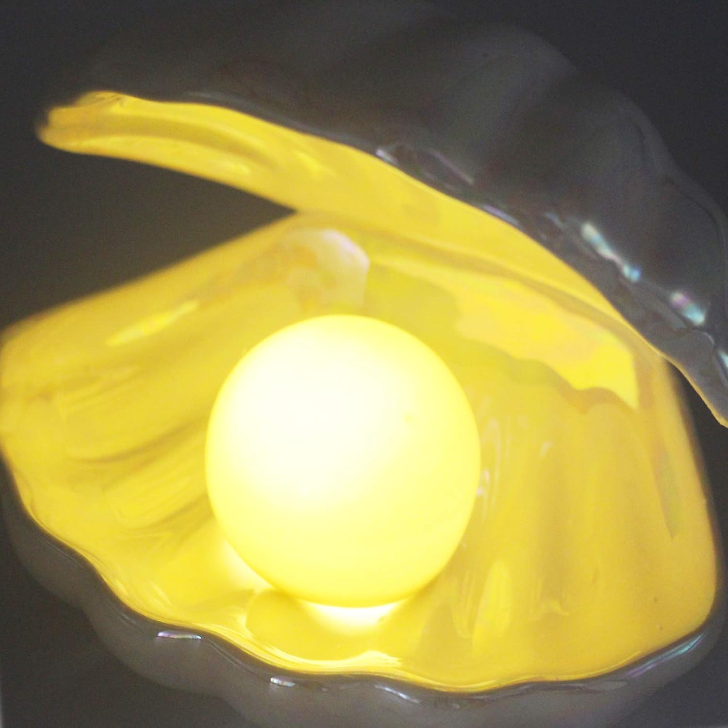 BinaryABC Cerámica Shell Pearl Light Led Lámpara Portátil Luz de noche Luz de mesa, regalo de San Valentín (blanco)
