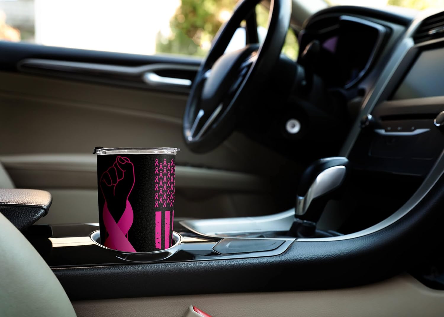 Vaso de café de acero inoxidable con aislamiento térmico de 20 onzas, regalos sobre el cáncer de mama, tazas de concientización sobre el cáncer de