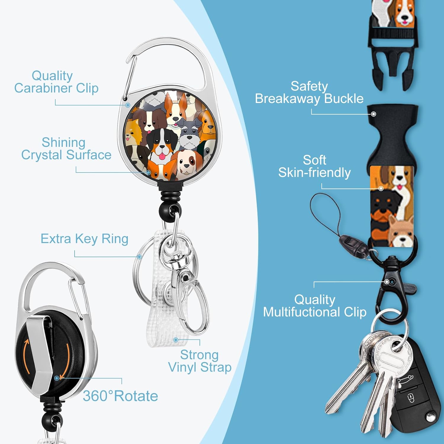 Cordones para perros cachorros para insignias de identificación, bonito soporte para tarjetas de identificación con cordón separable, cordones para