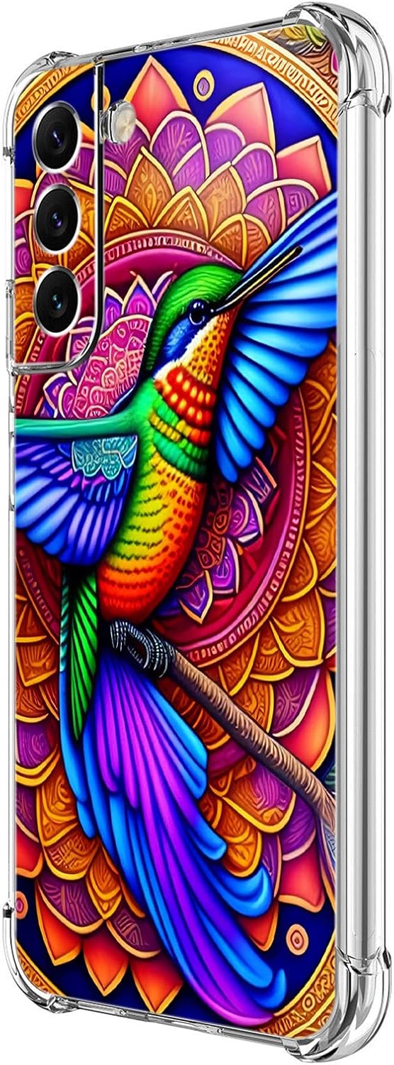 Funda para Galaxy S21 FE 5G, colorido colibrí mandala flor protección contra caídas a prueba de golpes, carcasa protectora de cuerpo completo