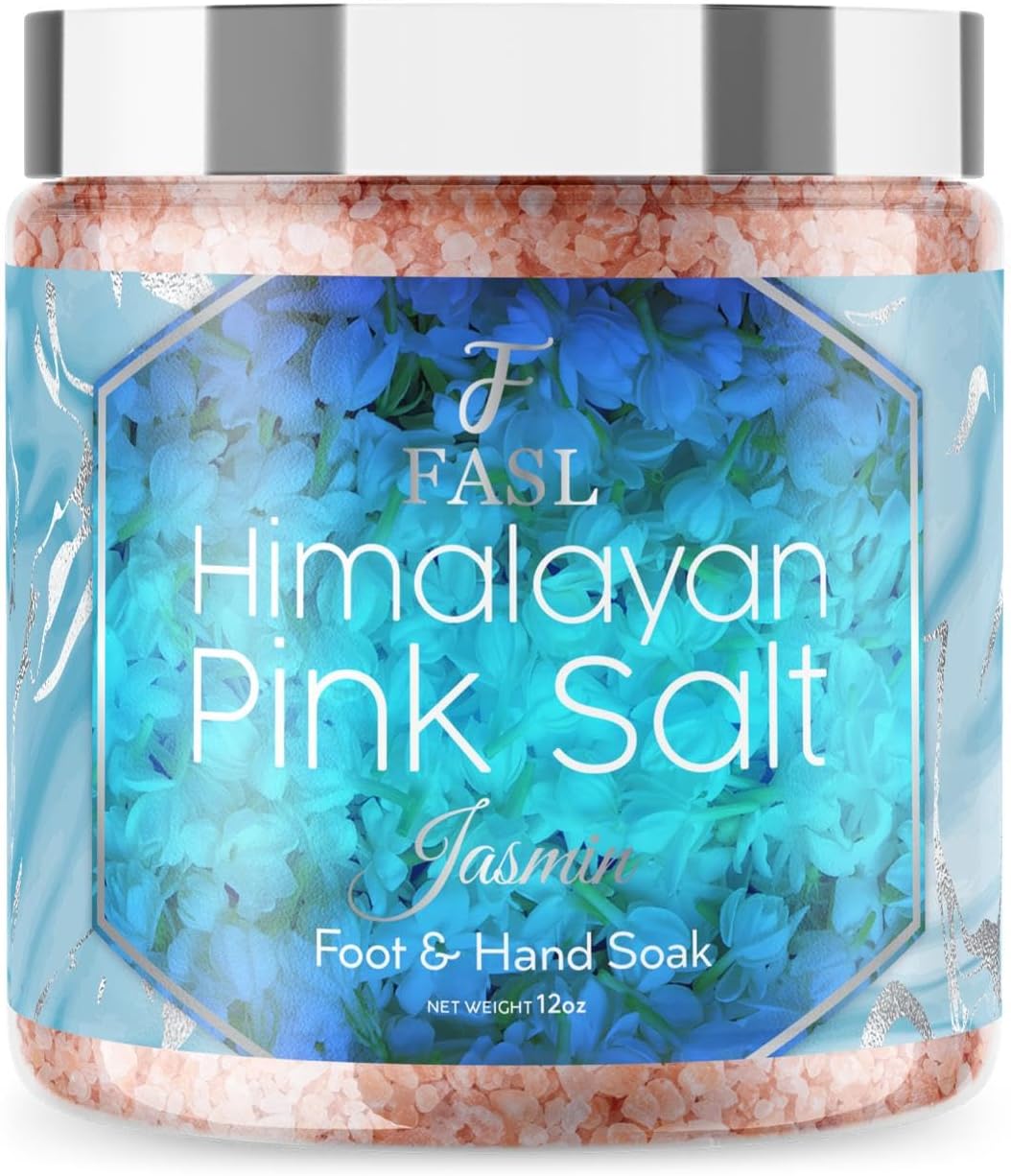 Fasl Sal de baño rosa del Himalaya con aceite esencial de jazmín orgánico, 12 onzas