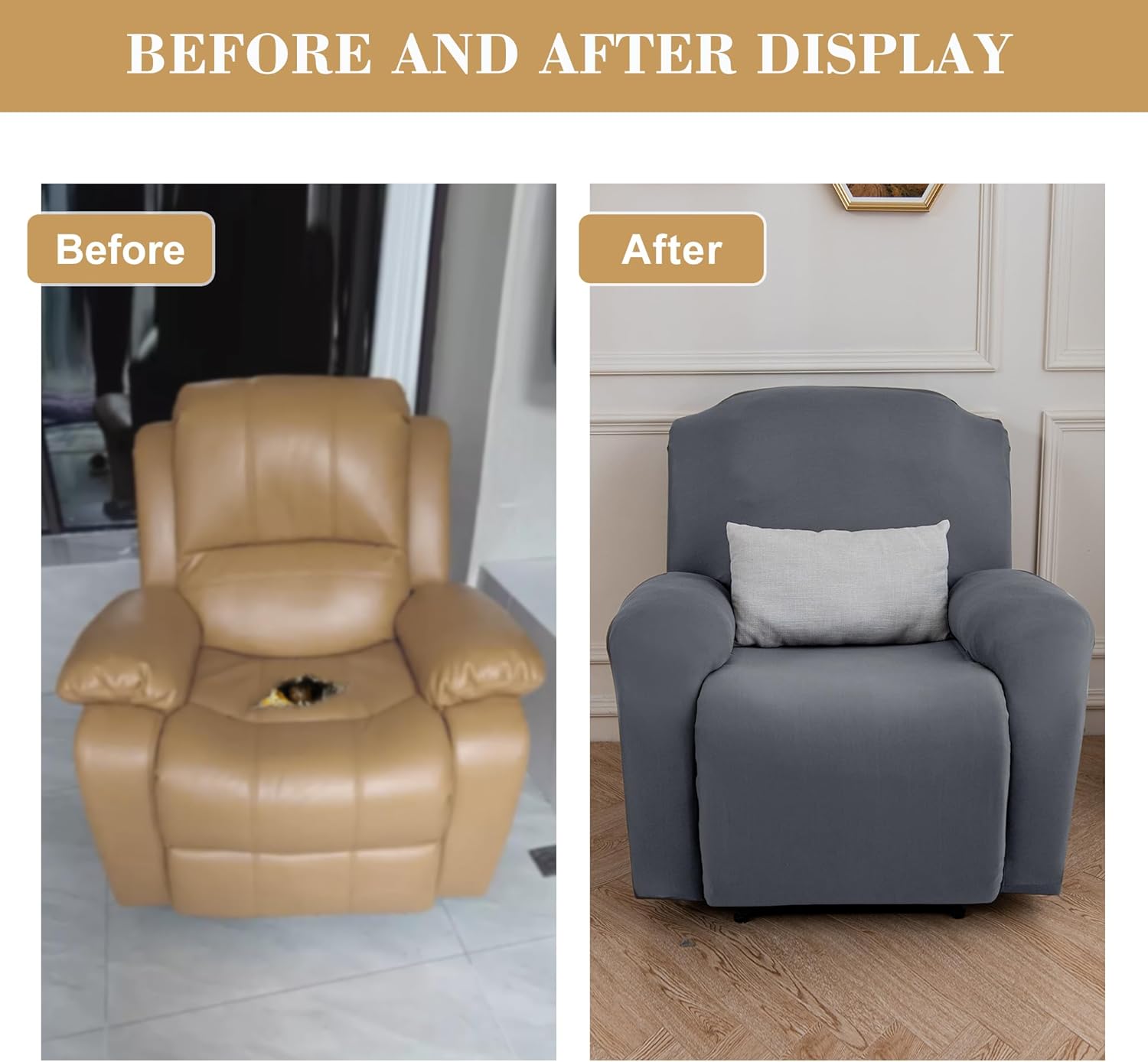 Jin Le Funda elástica para sillón reclinable de 4 piezas, funda para sofá reclinable de 1 plaza, funda protectora suave de muebles con parte