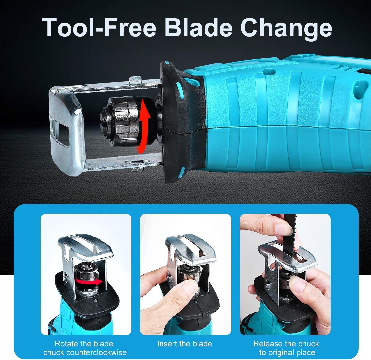 Herramienta de sierras recíprocas inalámbricas de 0-3000 RPM para Makita 18V LXT BL1850B Batería Compacta Sierra Recíproca con una sola mano para