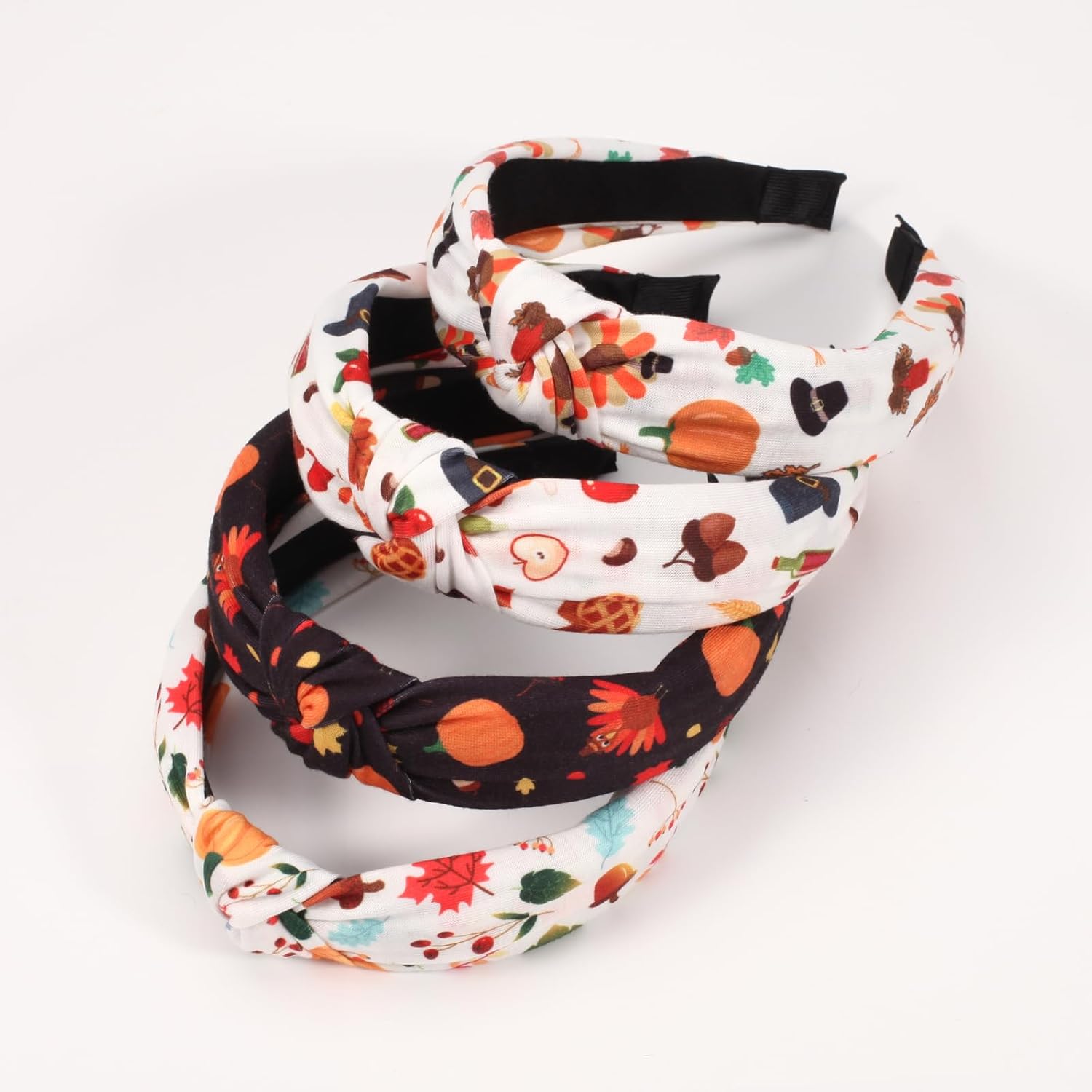 4 diademas para el día de Acción de Gracias para mujeres y niñas, con nudo ancho de otoño, turbo, sombrero de fruta, calabaza, maíz, antideslizante,