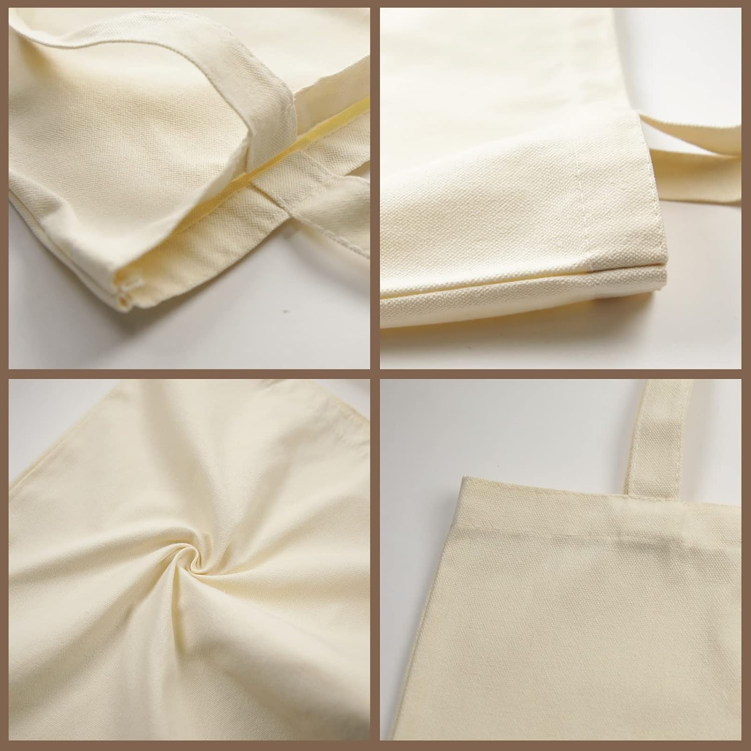 6 bolsas de asas de sublimación a granel, bolsas de lona de poliéster para sublimación, Beige