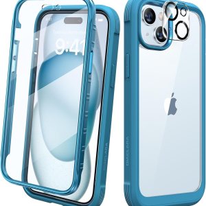 Diaclara Diseñada para iPhone 15 Plus de 6.7 pulgadas, carcasa transparente resistente de cuerpo completo con protector de pantalla integrado Diaclara Diseñada para iPhone 15 Plus de 6.7 pulgadas, carcasa transparente resistente de cuerpo completo con protector de pantalla integrado