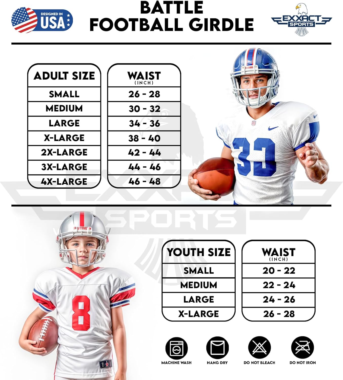 Exxact Sports Battle 7-Pad Football Girdle for Men & Boys – Finest Padded Compression Shorts, Mens Girdle Football with Cup Pocket, Adult & Youth
