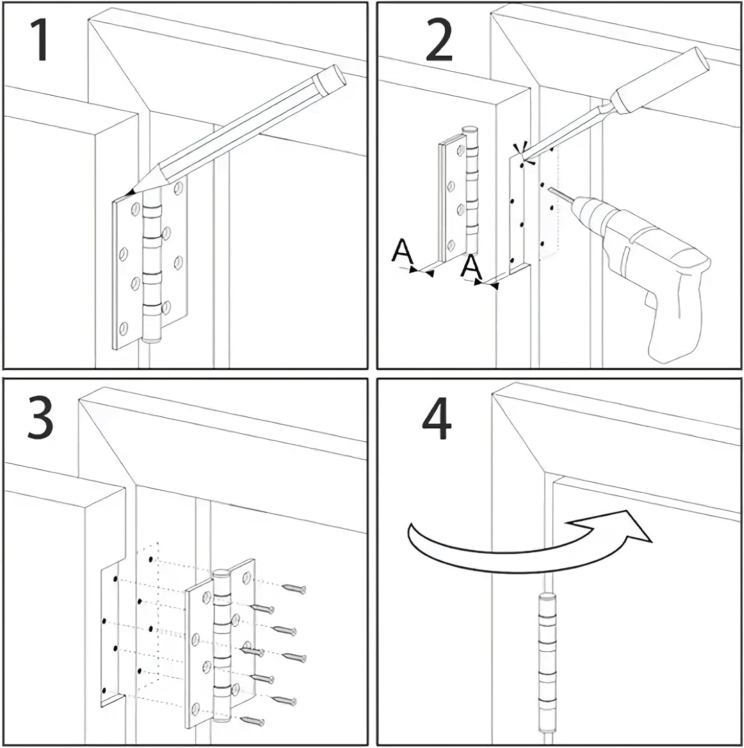 Paquete de 10 bisagras de puerta de níquel satinado de 3.5 x 3 12 pulgadas, bisagras de puerta interior para puertas, esquinas redondeadas de radio