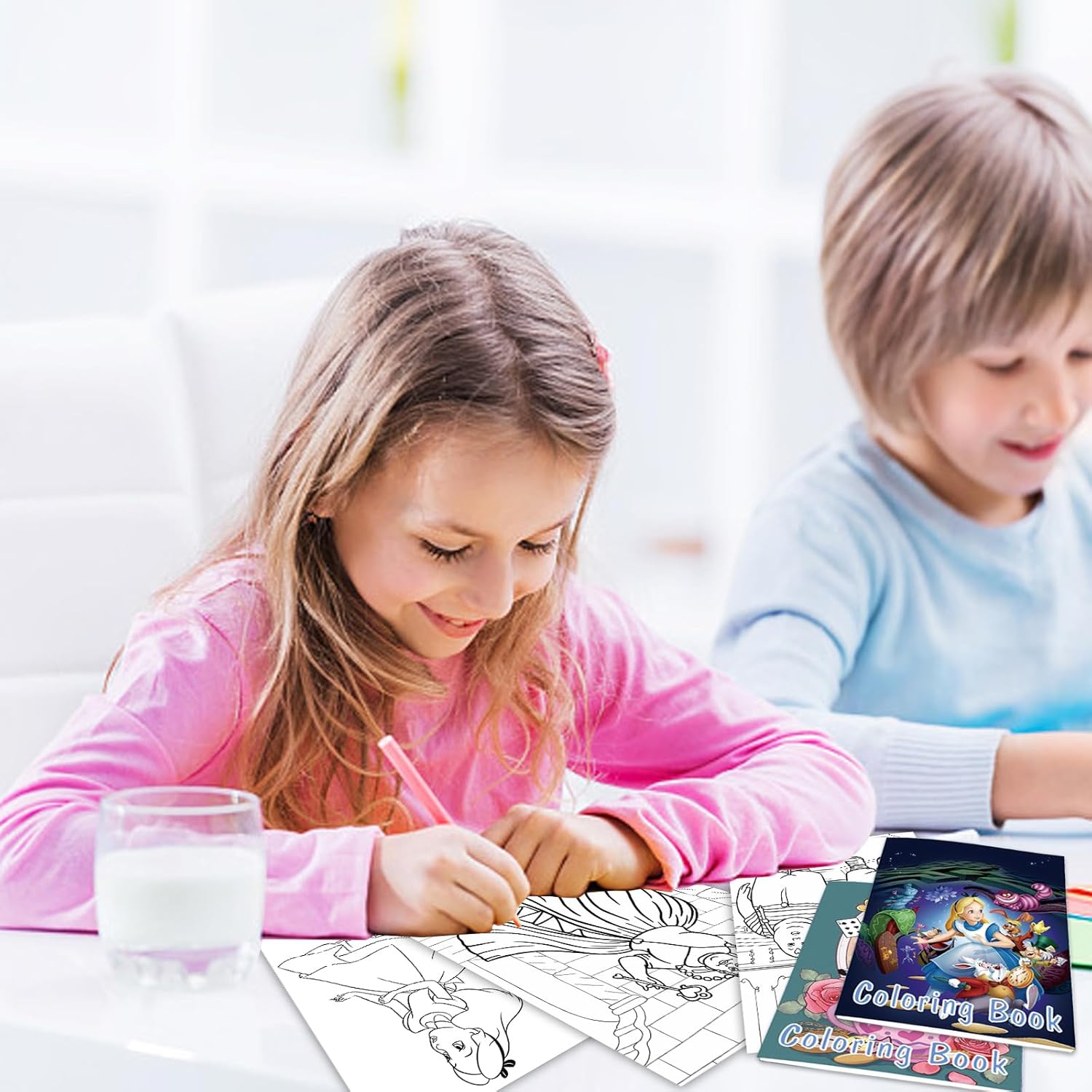 Juego de 24 libros para colorear de Alicia en el país de las maravillas a granel para niñas y niños, mini libro de dibujo de bricolaje para Alicia