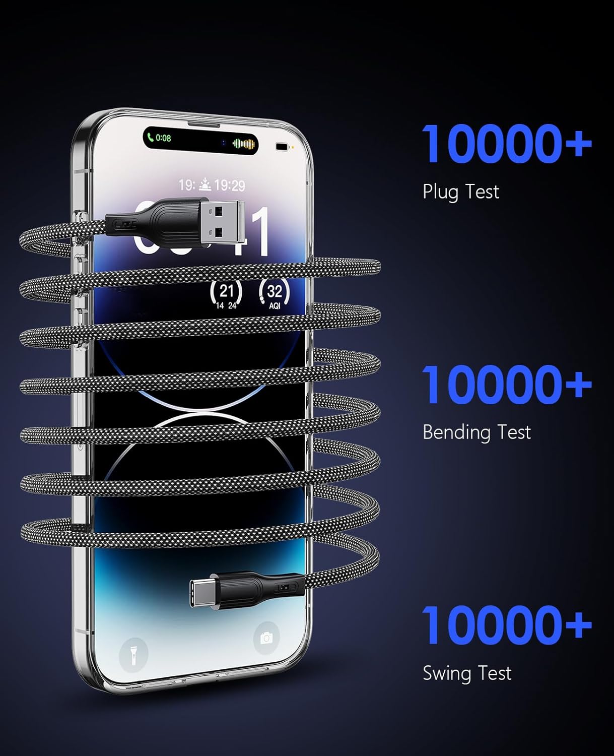 Cable magnético USB C, cable USB A a USB C, cable de carga USB C de 3.3 pies, cables de carga rápida compatibles con Samsung Galaxy S21 S20 S10 S9