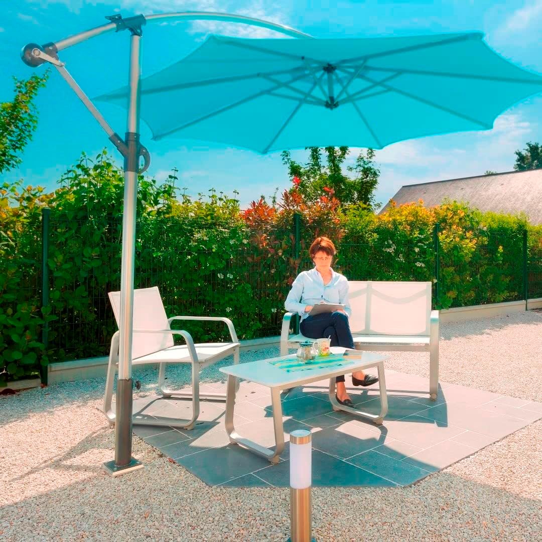 GARD & ROCK – SOPORTE PARA PARASOL DESPLAZADO, Extraíble y en Aluminio – Apto para cualquier tipo de suelo – Base de anclaje no incluida! – MONTAJE