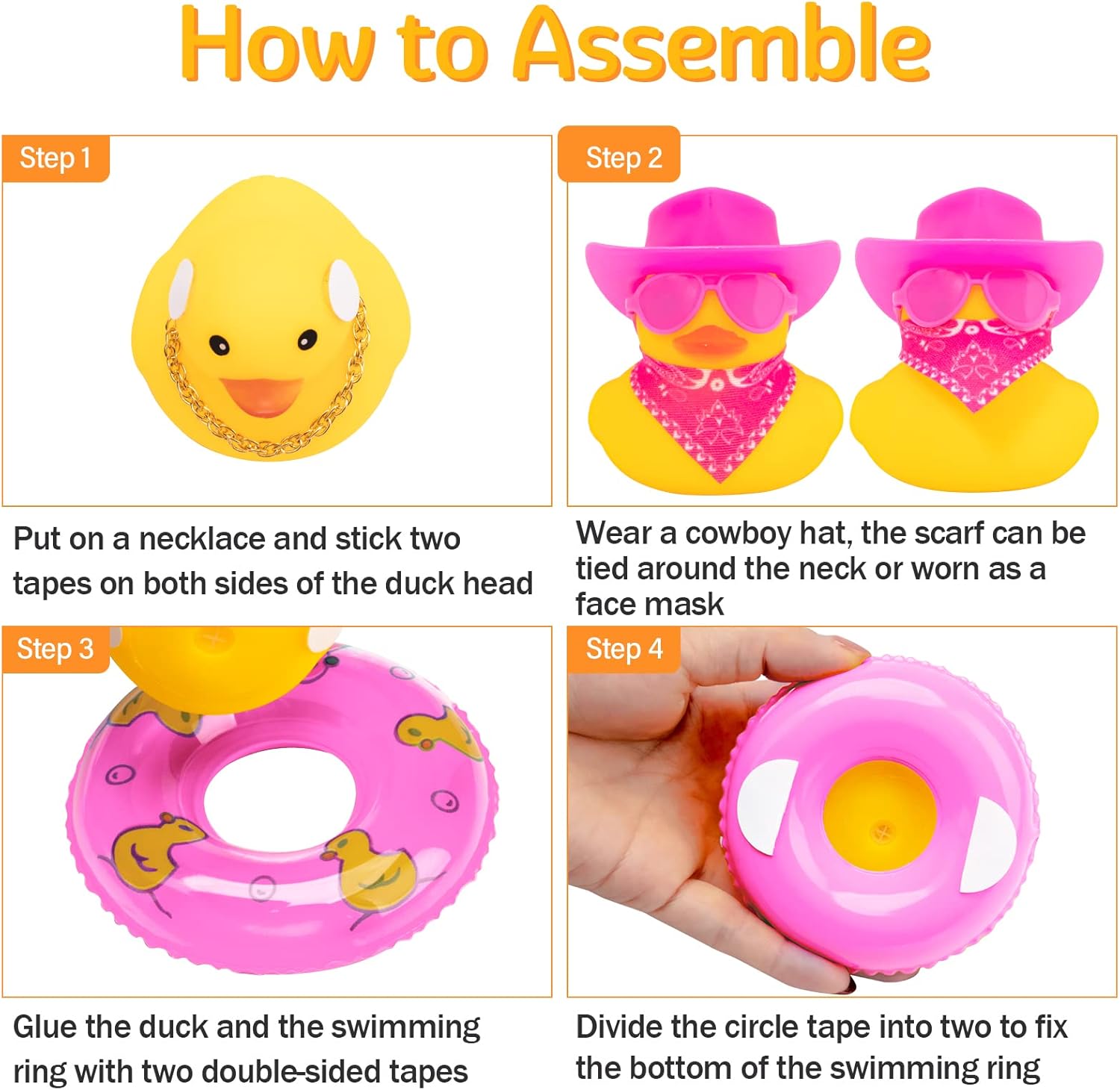 wonuu Decoración de pato de goma para automóvil, accesorios de decoración de tablero de instrumentos de vaquero occidental con mini anillo de