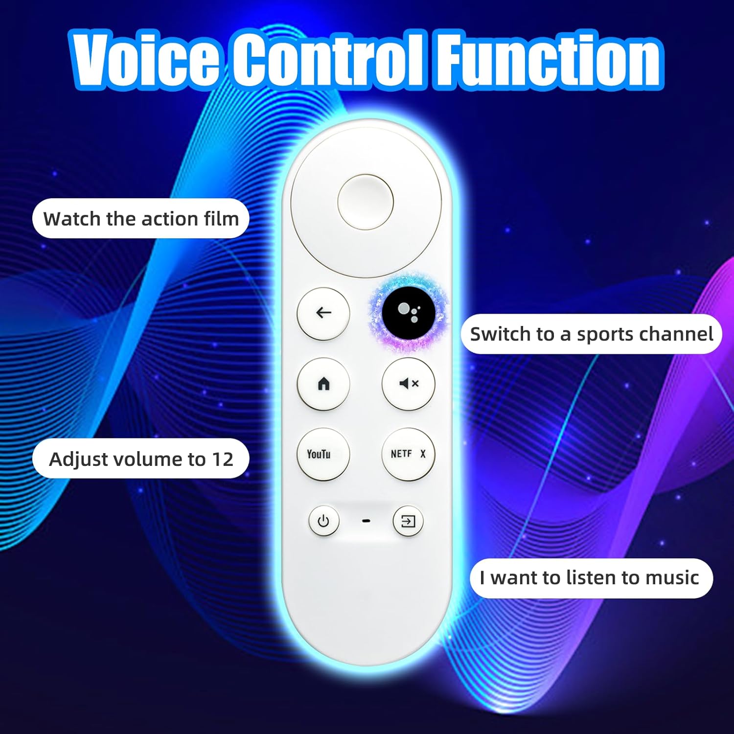 Control remoto de voz de repuesto para Google Chromecast 4K Snow Snow Streaming Media Player G9N9N GA01409-US GA01919-US GA01920-US GA01920-US