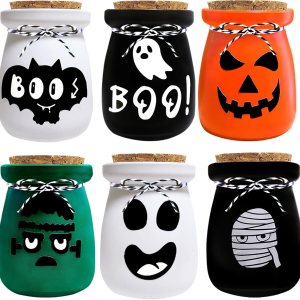 Decoraciones de Halloween para interiores, 6 botellas de poción para decoración de Halloween, mini tarros de Halloween con fantasma, murciélago, Decoraciones de Halloween para interiores, 6 botellas de poción para decoración de Halloween, mini tarros de Halloween con fantasma, murciélago,