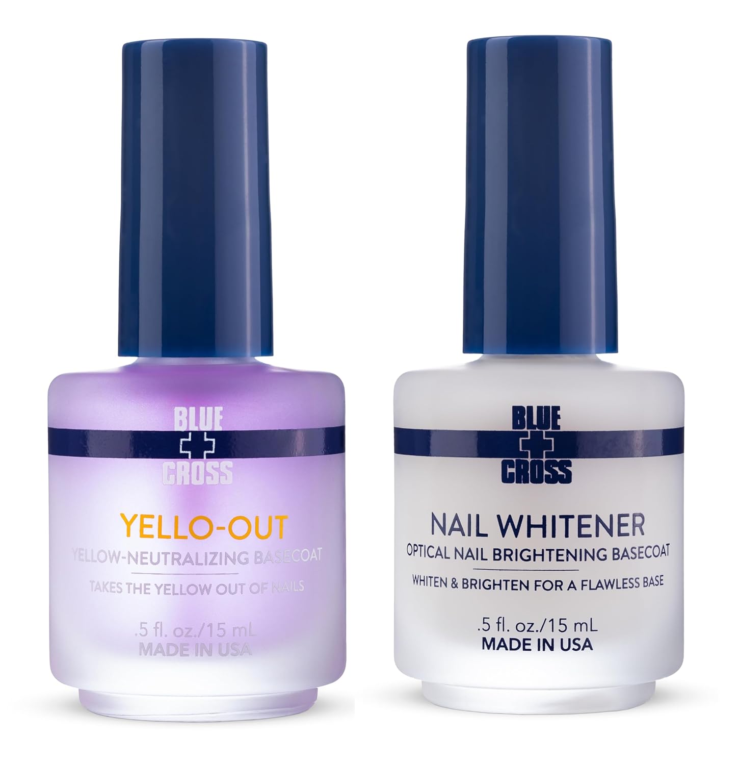 Blue Cross Cuidado profesional de uñas Yello Out – Tóner morado neutralizante de amarillo + capas base ópticas para aclarar uñas, paquete de 2