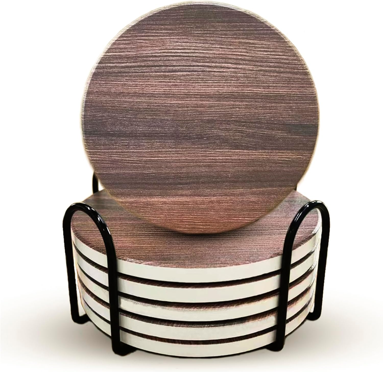 Posavasos para bebidas, juego de 6 posavasos absorbentes con soporte, posavasos para bebidas para protección de mesa, posavasos de cerámica para