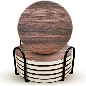 Posavasos para bebidas, juego de 6 posavasos absorbentes con soporte, posavasos para bebidas para protección de mesa, posavasos de cerámica para Posavasos para bebidas, juego de 6 posavasos absorbentes con soporte, posavasos para bebidas para protección de mesa, posavasos de cerámica para