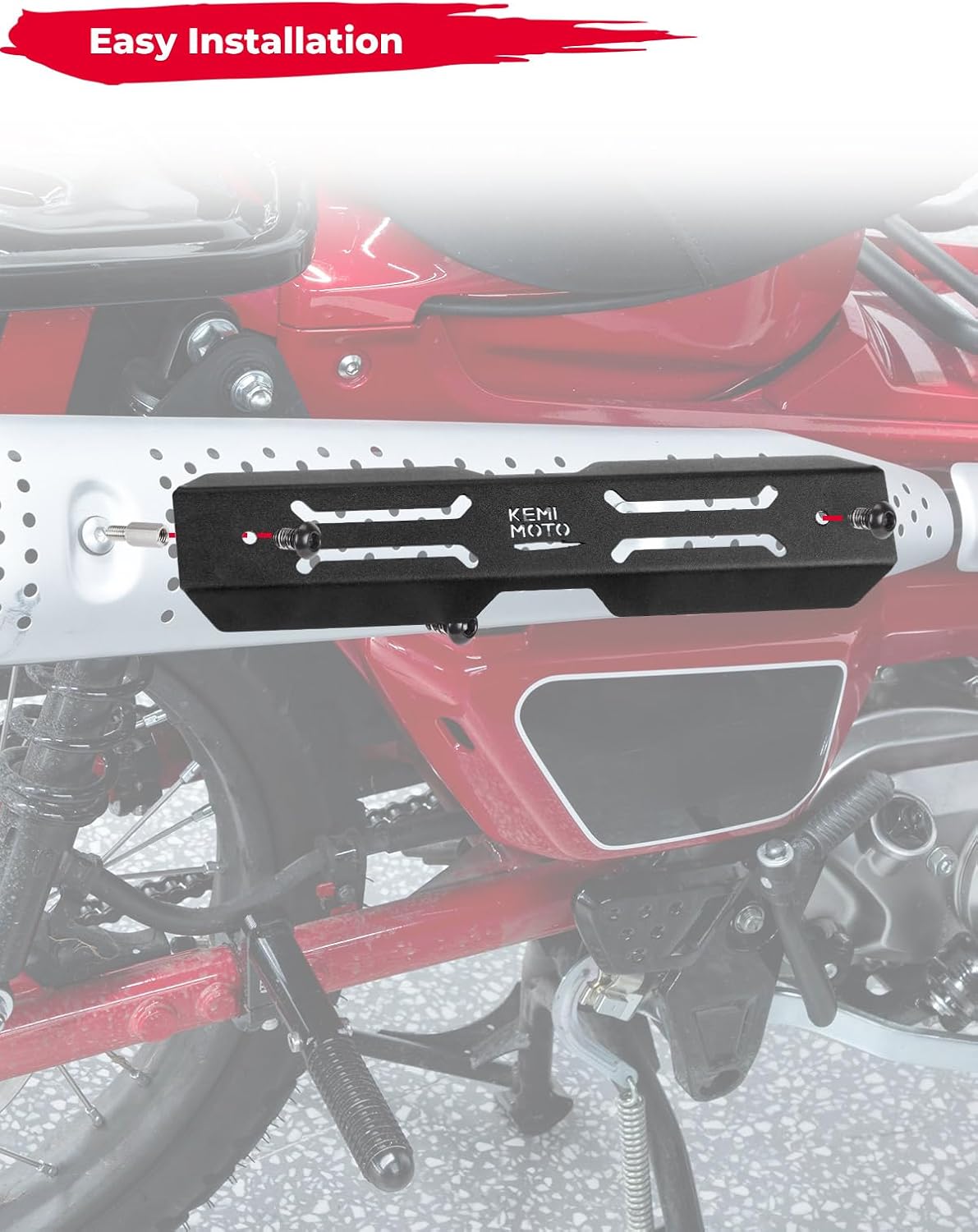 KEMIMOTO Cubierta de protección térmica de escape de metal compatible con CT125 Trail 125 Hunter Cub 2021 2022 2023 2024, cubierta protectora de