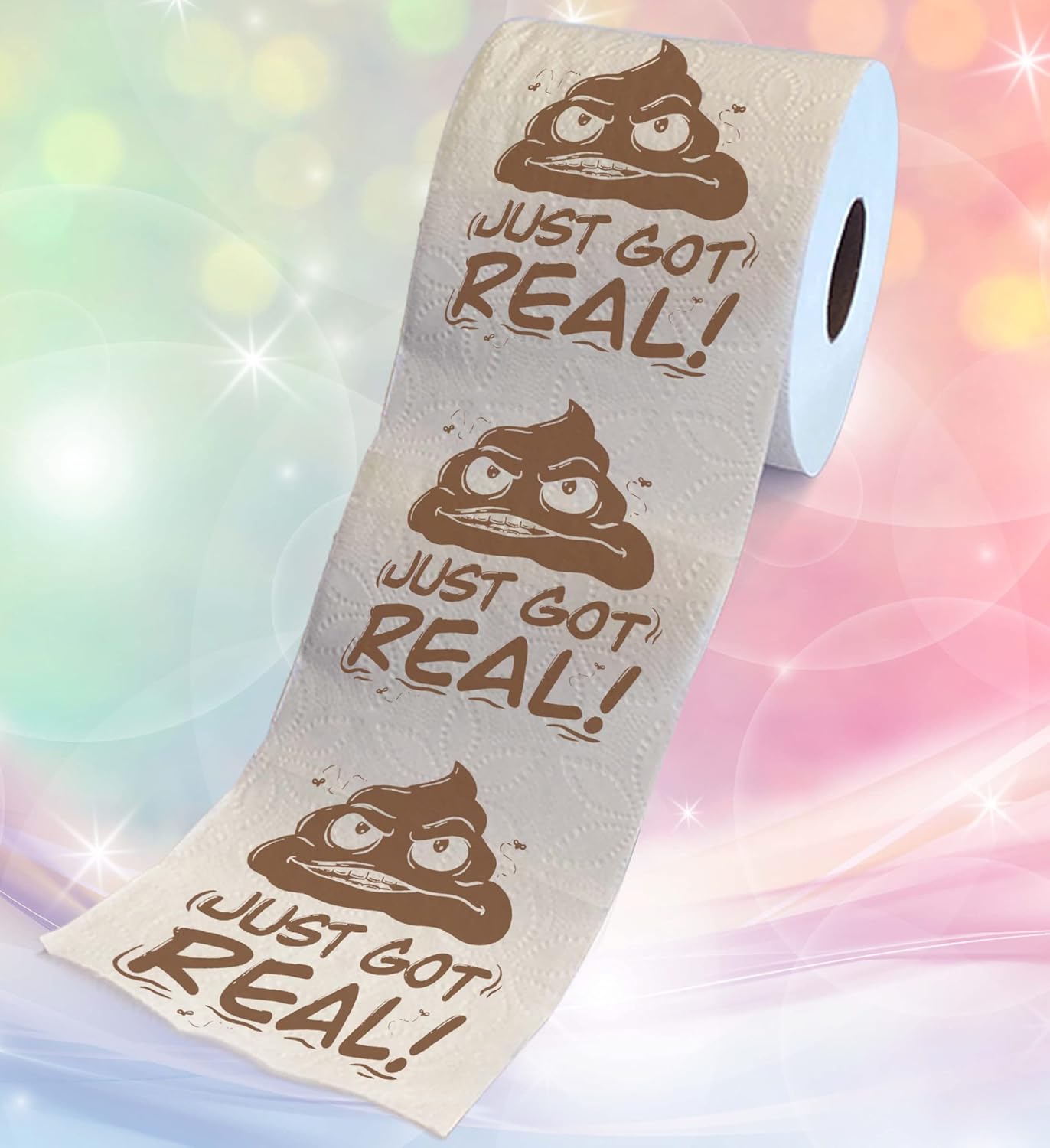 Poop Just Got Real – Papel higiénico impreso – Divertido rollo de papel higiénico para broma, sorpresa, decoración de baño, regalo novedoso para