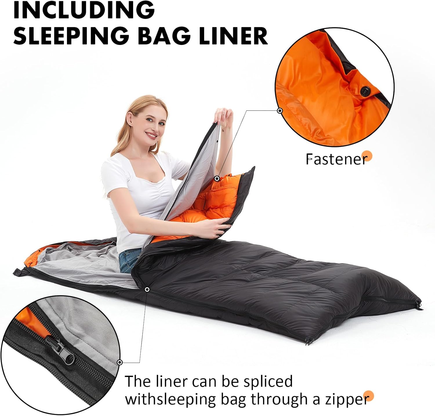 OMVMO Saco de dormir de 0 a 20 grados F para adultos, saco de dormir de fibra de plumón de 4 estaciones para mochileros, campamento, relleno de