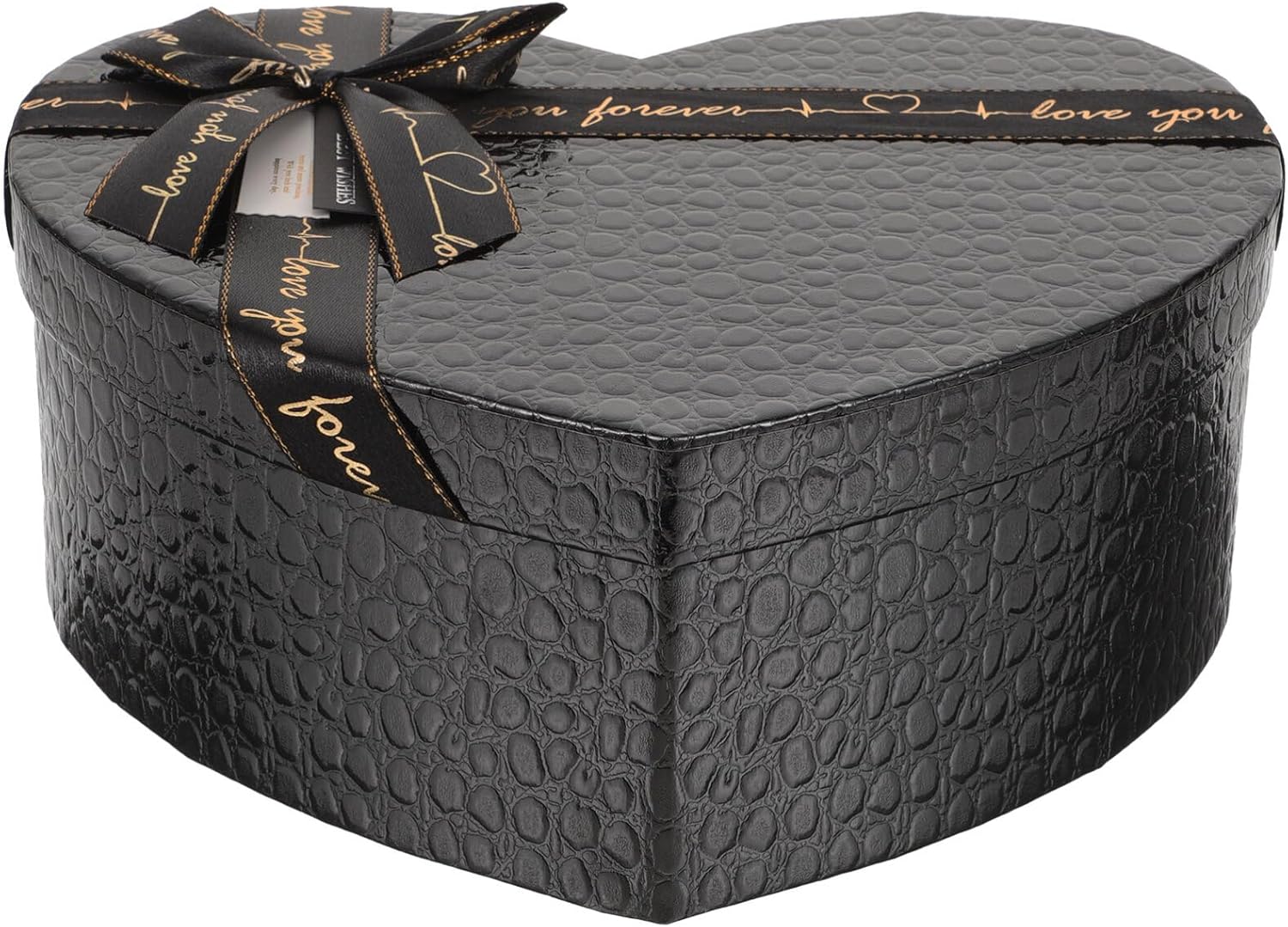 EXCEART Caja en forma de corazón, caja de corazón negro, cajas de regalo de anidación con cubierta, cinta de lazo, flores, caja de embalaje para