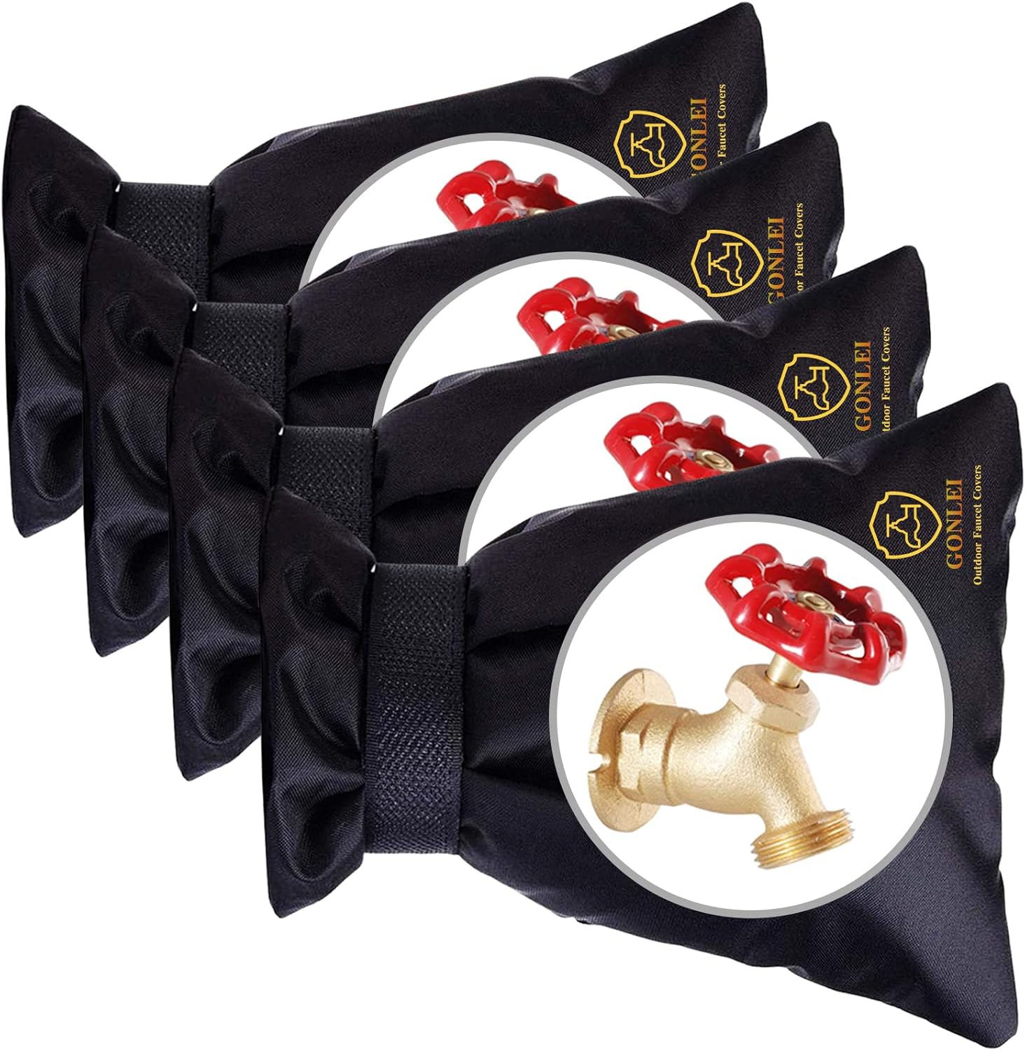 GonLei Paquete de 4 cubiertas de aislamiento de grifo de invierno de 5.5 pulgadas de ancho x 7.4 pulgadas de alto, fundas de manguera para grifos al