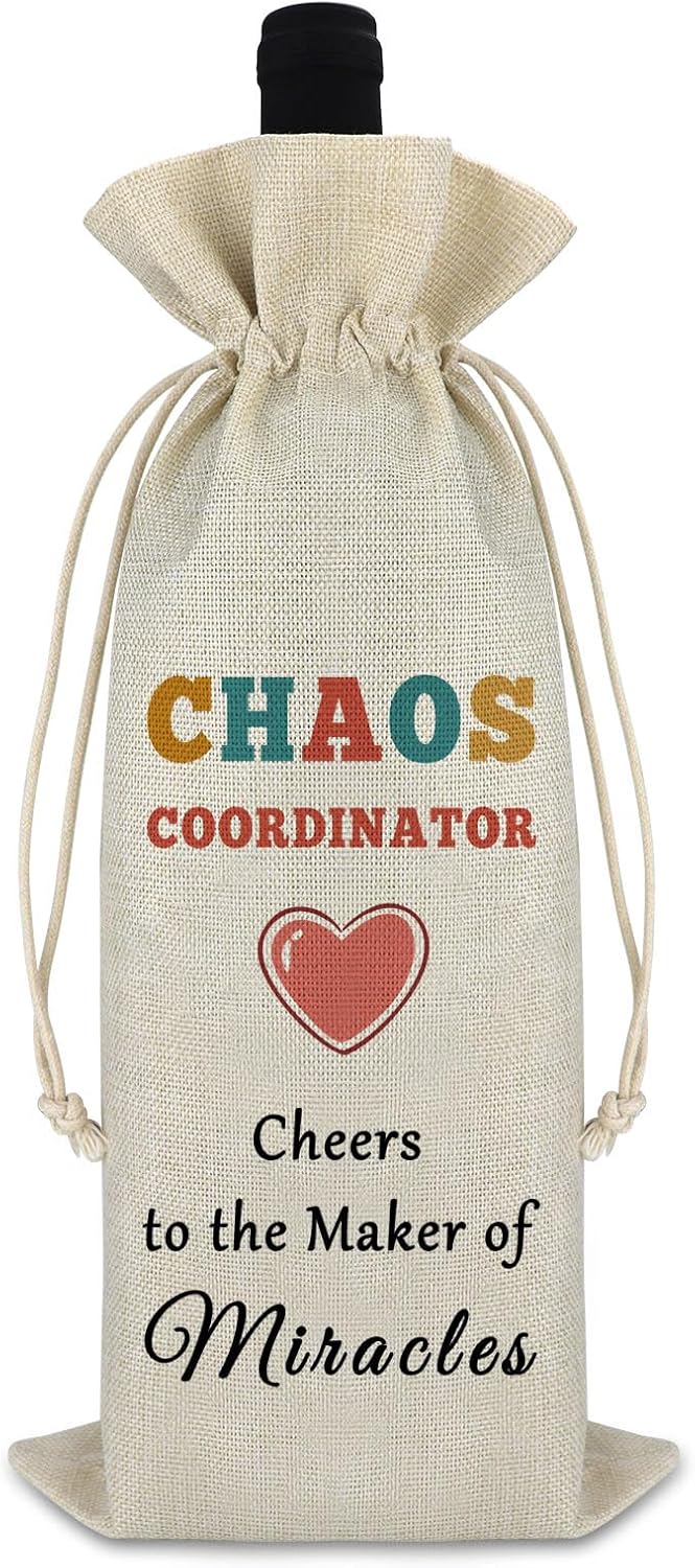 Regalos de oficina, regalo de agradecimiento para compañeros de trabajo, bolsa de vino para coordinador del caos, regalo de agradecimiento para