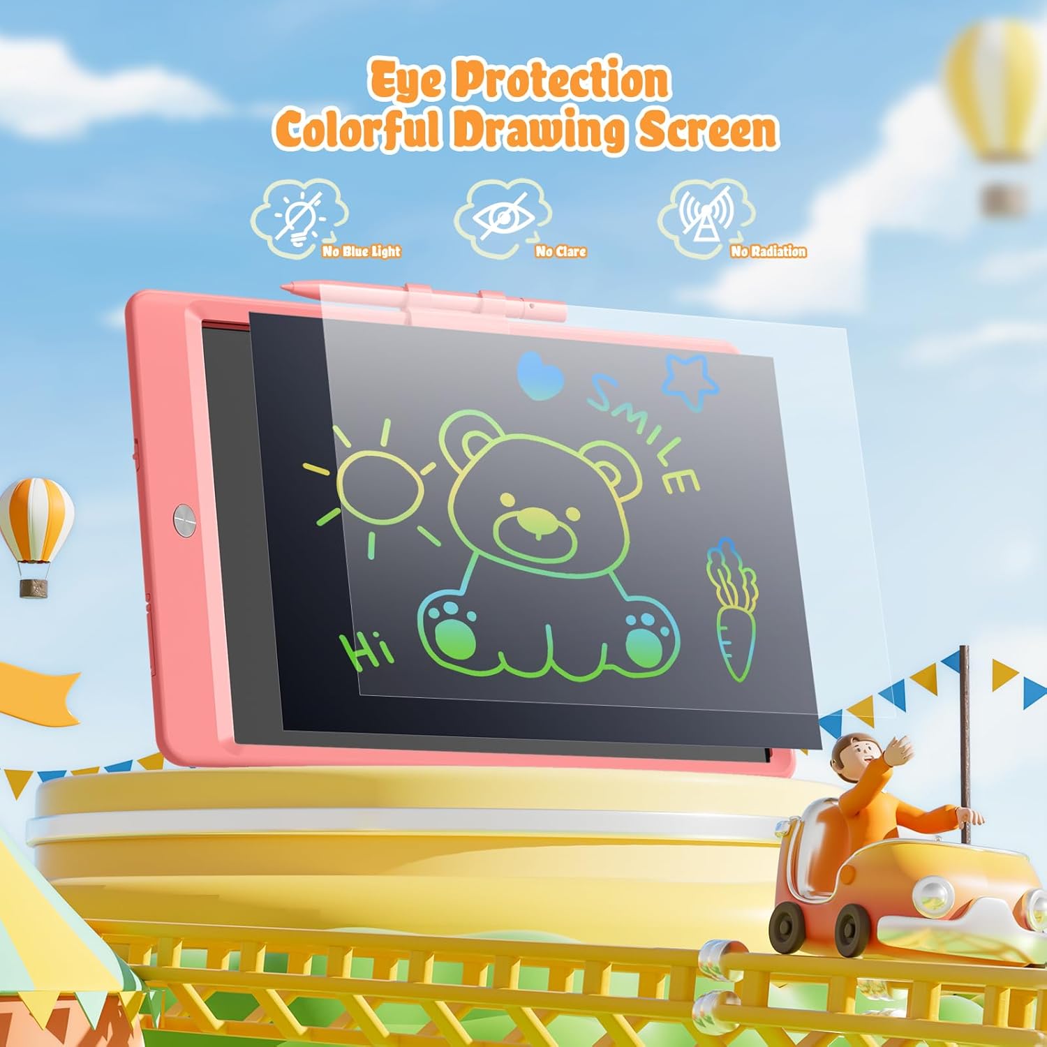 Paquete de 2 tabletas de escritura LCD para niños de 10 pulgadas, tableta de dibujo colorida para niños, juguete educativo para niños de 2 a 4 5 6