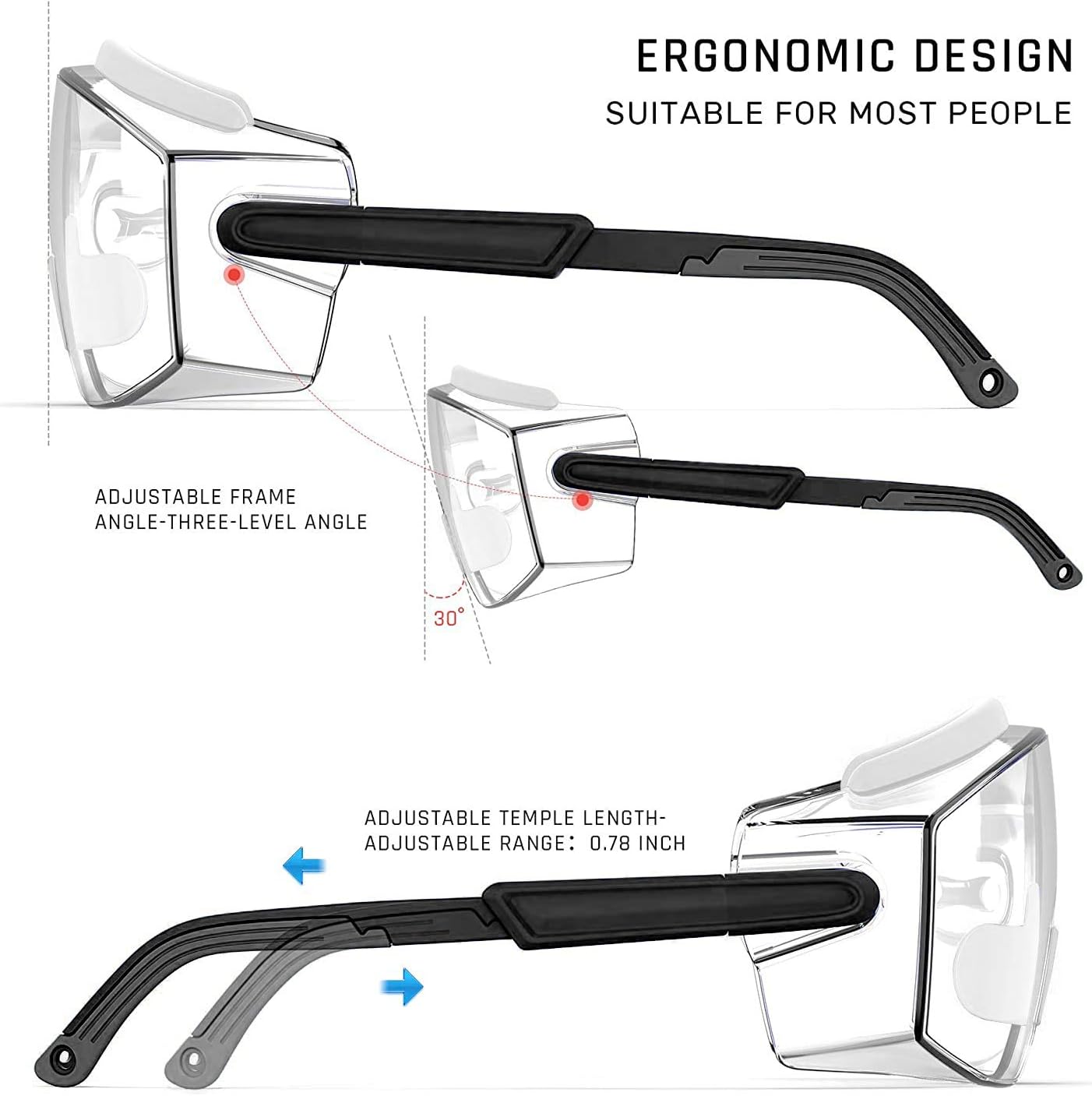 Gafas de seguridad antivaho con protectores laterales, elegantes gafas de seguridad para hombres y mujeres, gafas protectoras transparentes