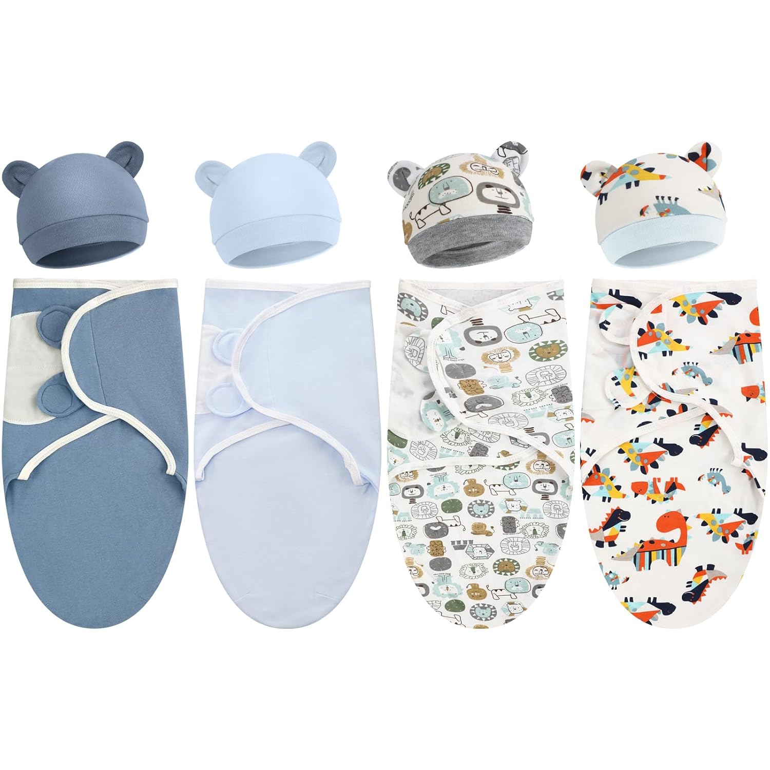 Buryeah Paquete de 4 mantas con gorro para bebés niños y niñas prematuros para bebés y niñas prematuros para bebés de 3 a 7 libras, Bonito estilo.