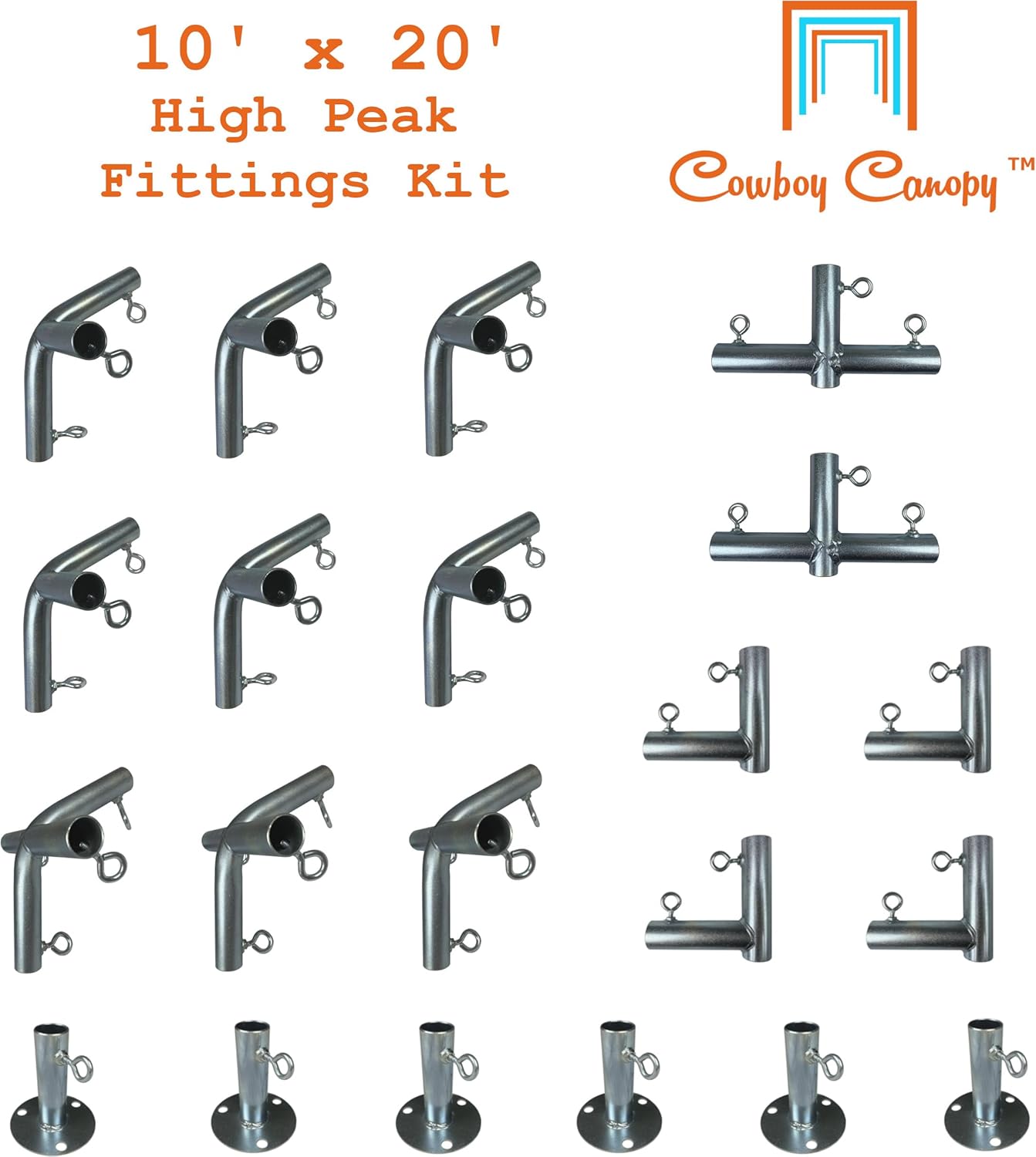 Accesorios de toldo de pico alto de 10 x 20 pies, bricolaje RV y embarcación, piezas de marco de metal EMT de 1 pulgada