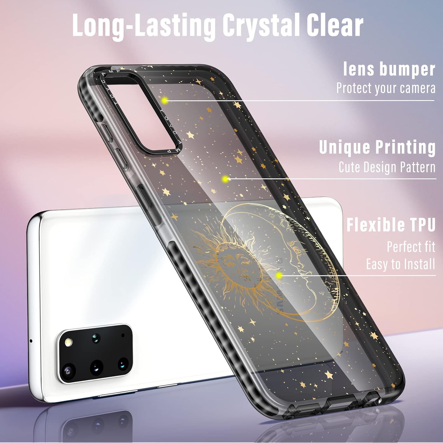 Toycamp Funda para Samsung Galaxy S20 Plus, diseño de estrellas de sol y luna para mujeres, hombres, niñas, niños y adolescentes, funda con