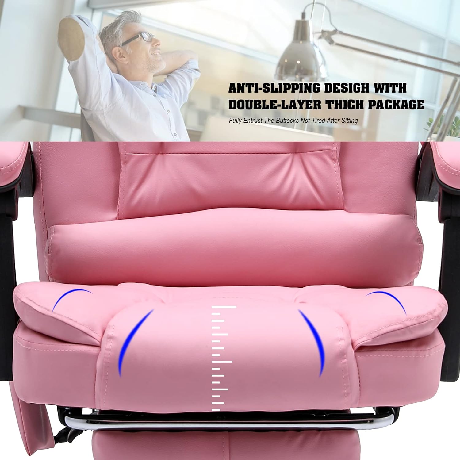 Silla de oficina de masaje, silla ejecutiva ergonómica para computadora con reposapiés, silla de oficina ejecutiva de piel sintética con reposabrazo