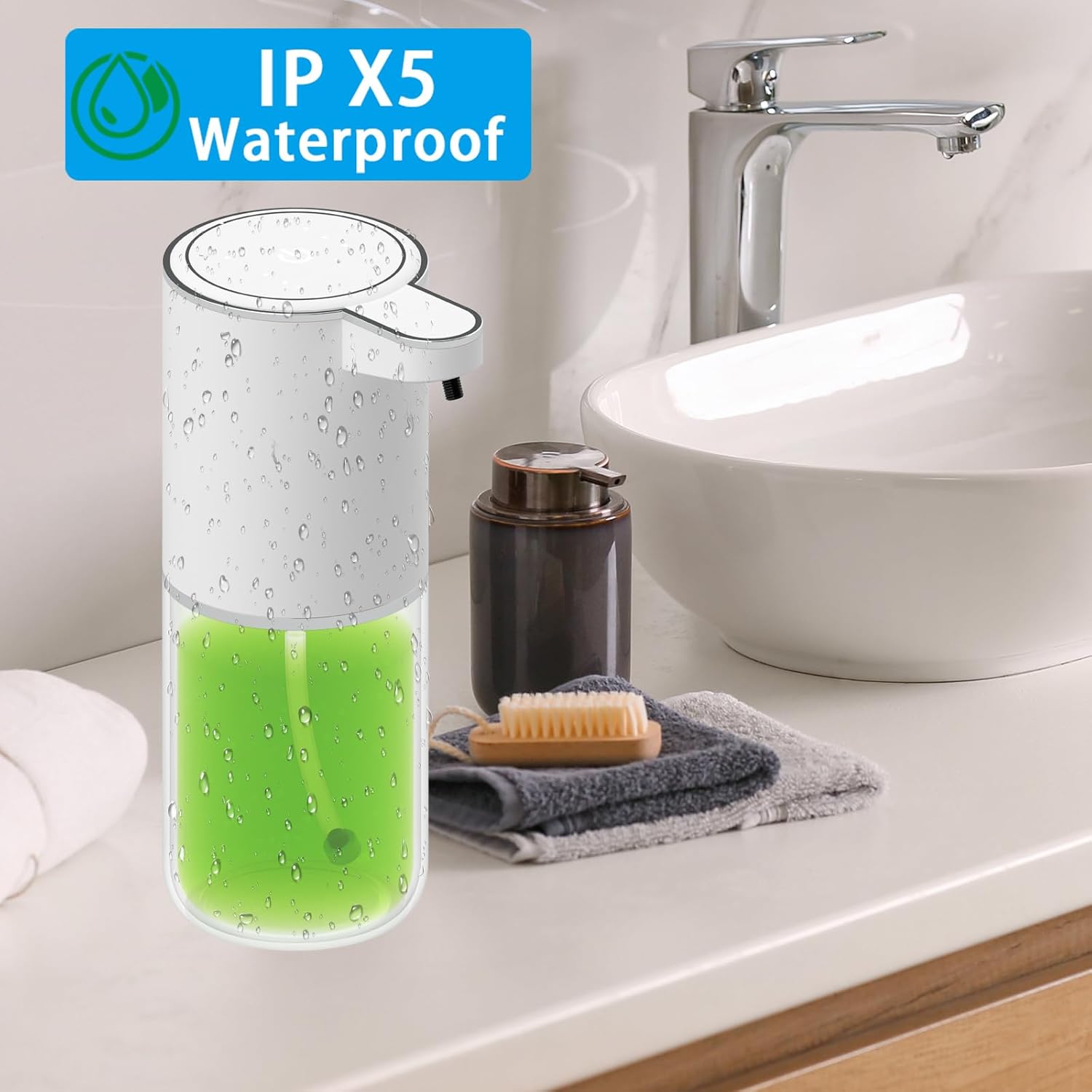Dispensador automático de jabón, desinfectante de manos espumoso, sin contacto, 12.8 fl oz13 onzas, dispensador de jabón líquido de espuma
