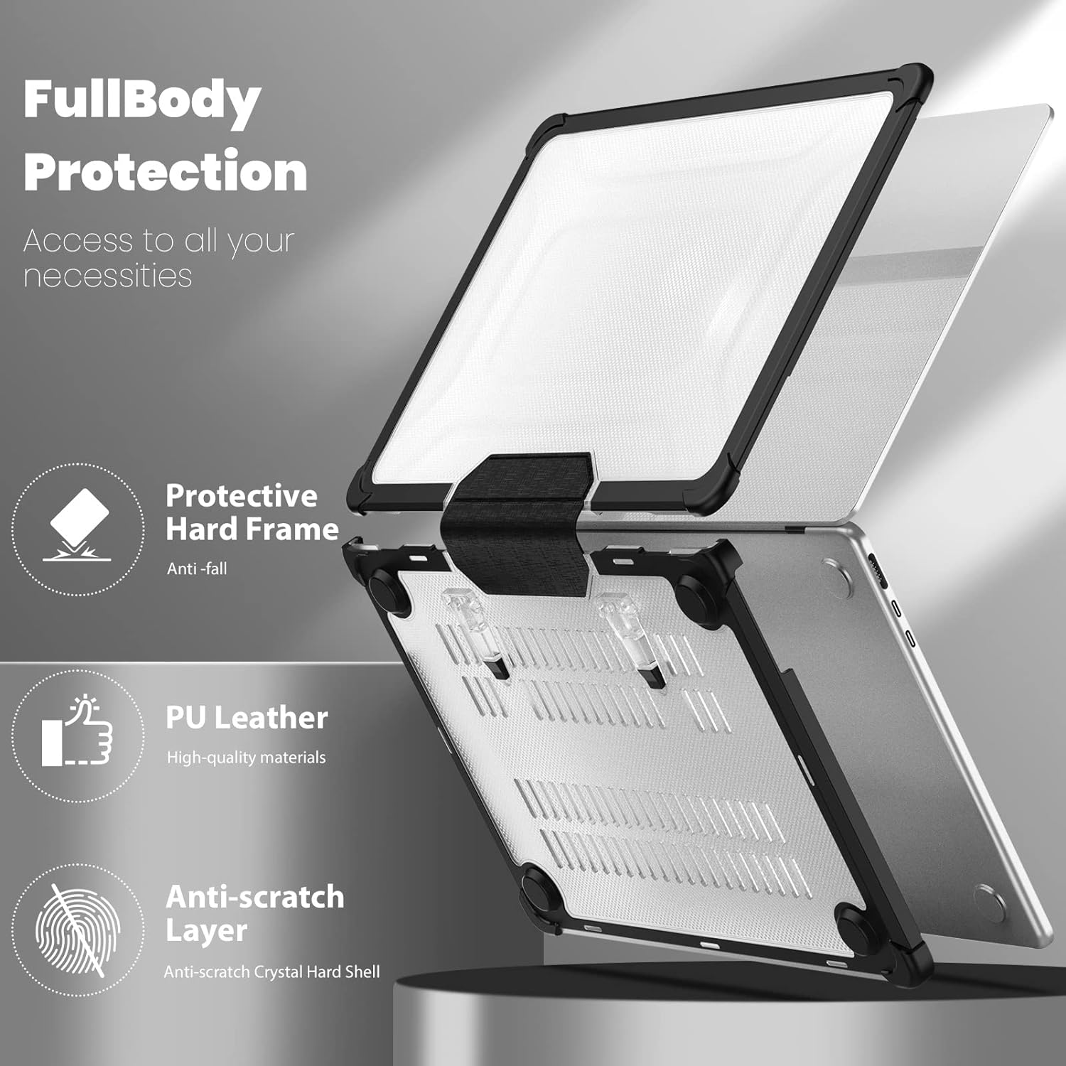 Mektron Funda a prueba de golpes para MacBook Air de 15 pulgadas 20242023 con chip M3M2 modelo A2941A3114, funda protectora resistente de 15.3