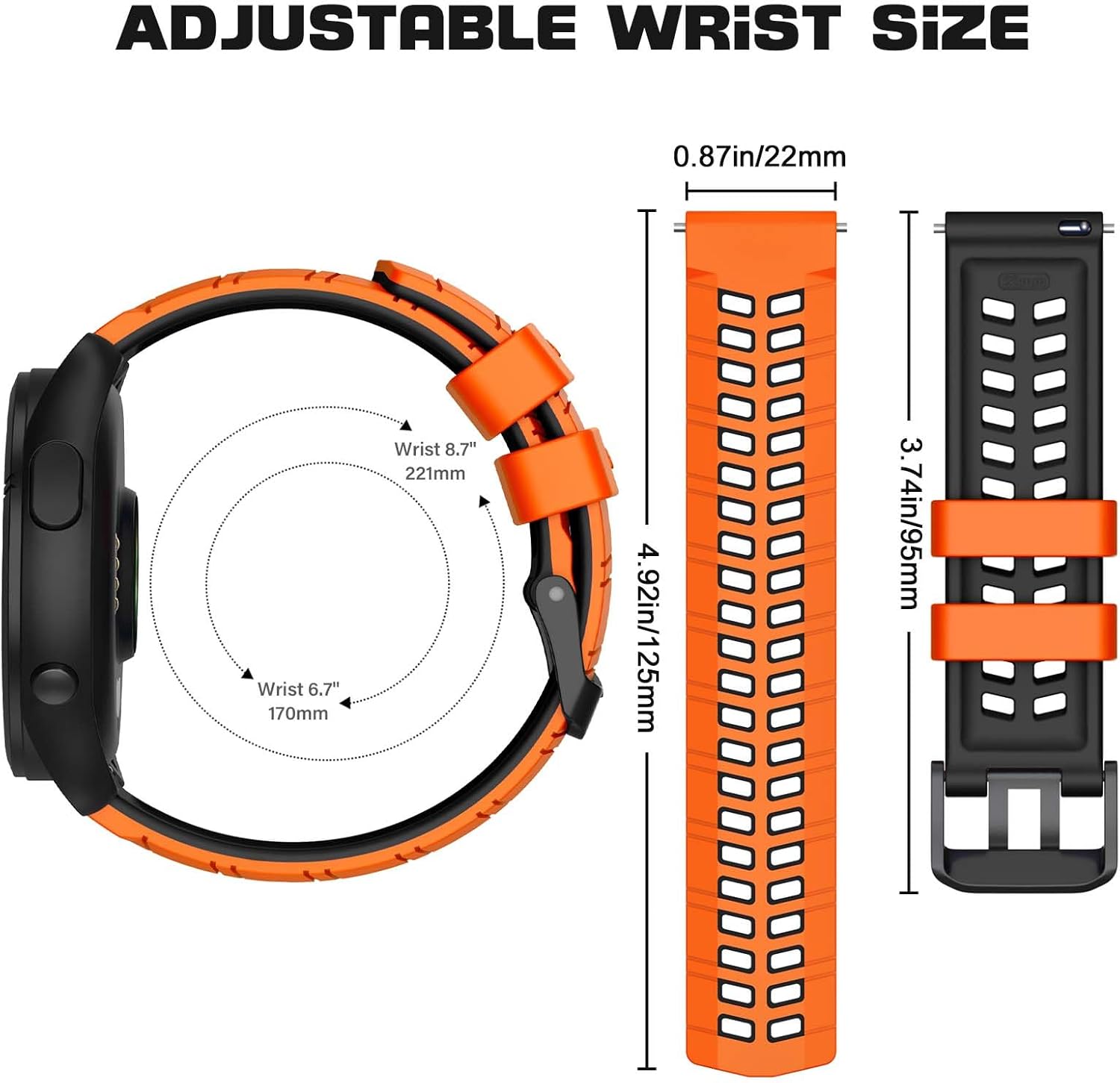 ISABAKE Compatible con Garmin Vivoactive 4Venu 2Forerunner 255 265 Bandas, correa de silicona deportiva para Samsung Galaxy Watch 3 1.772 inGalaxy