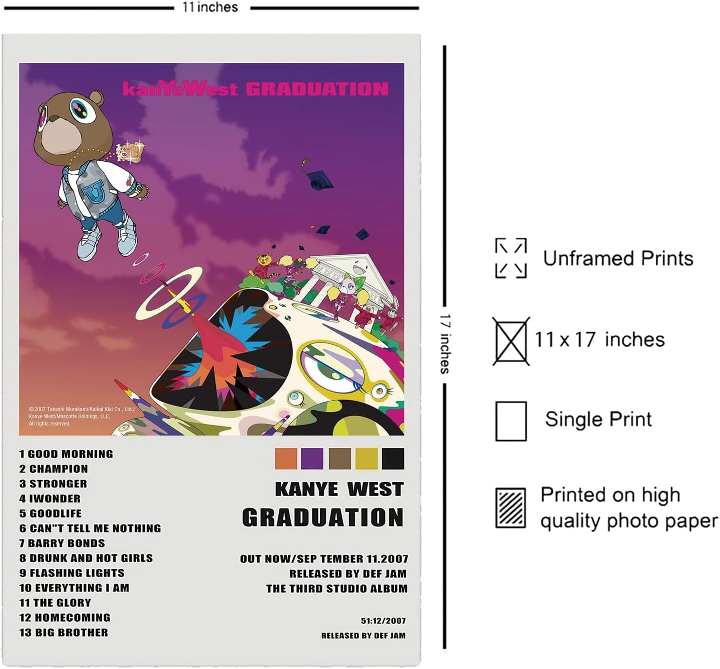 XIHOO Christ-EZ KanYe West – Póster limitado para decoración de pared genial para estética de habitación, póster mate sin marco, regalo de 11 x 17