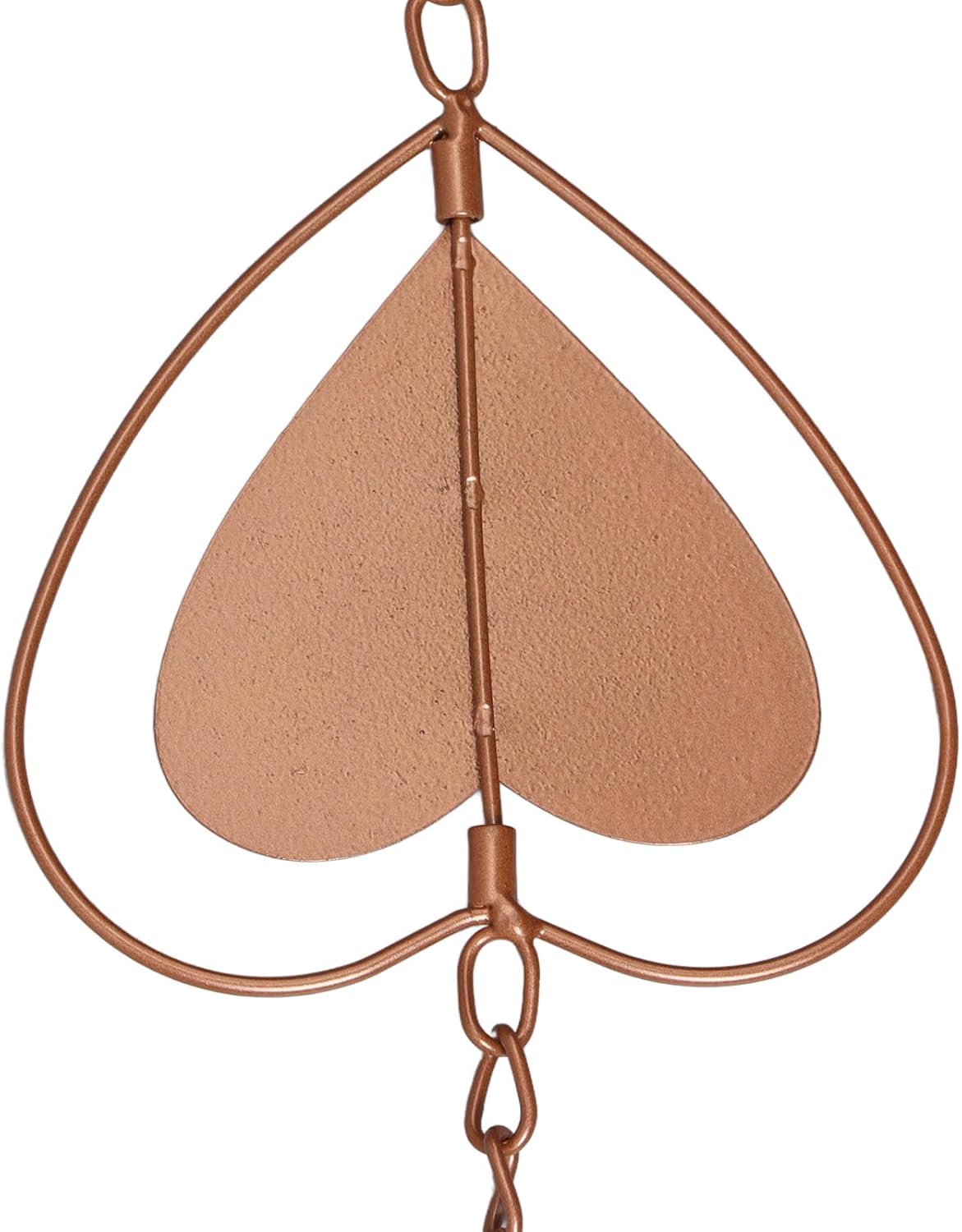 Jeanoko Cadena de lluvia de metal, función de drenaje, carillón de viento decorativo en forma de corazón con gancho, cadena de atrapador de lluvia