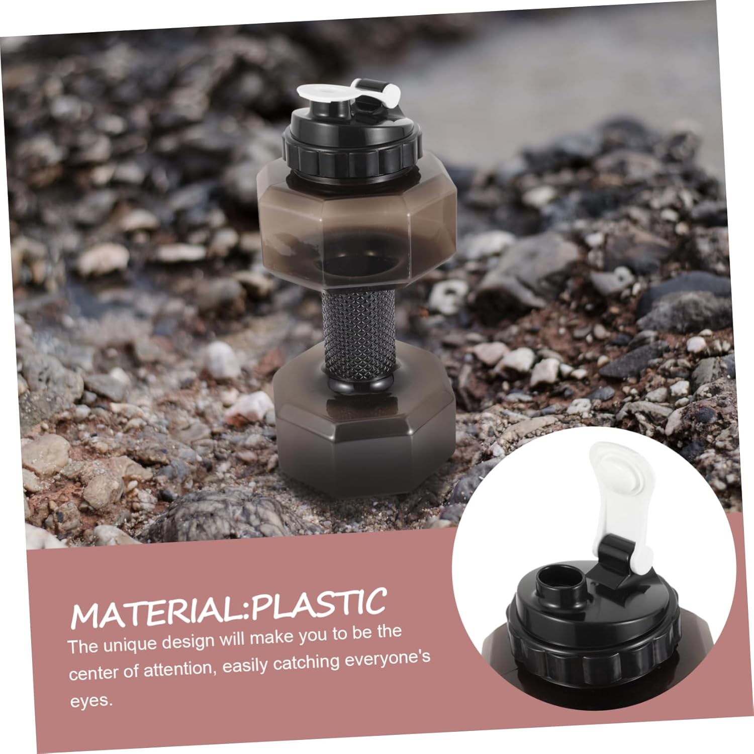 Kisangel Botella de agua con mancuernas, vasos de agua de plástico, máquina de gimnasio portátil, soporte de agua para bicicleta, gimnasio, botella
