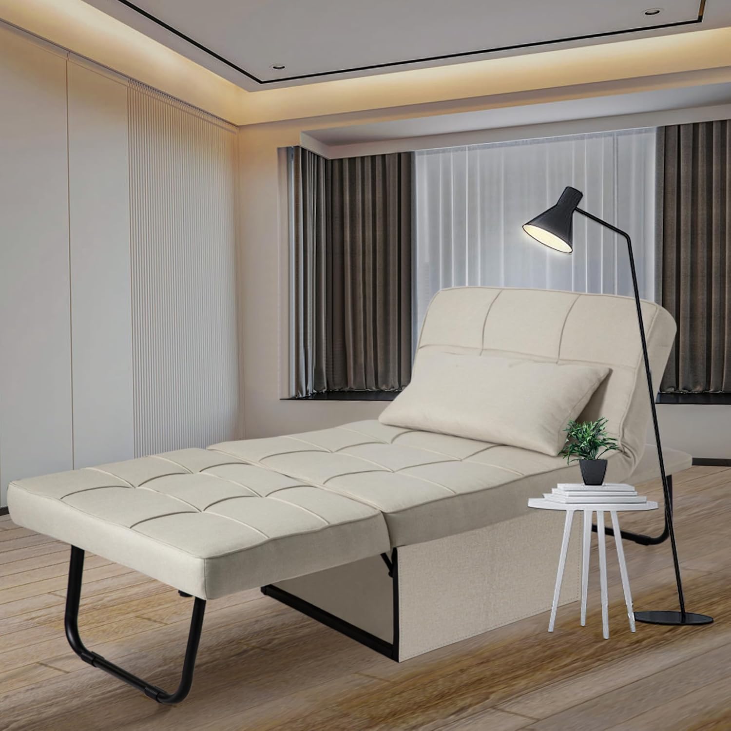 Sofá cama convertible, cama otomana plegable multifunción 4 en 1 con respaldo ajustable, moderna silla extraíble para sala de estar, apartamento,