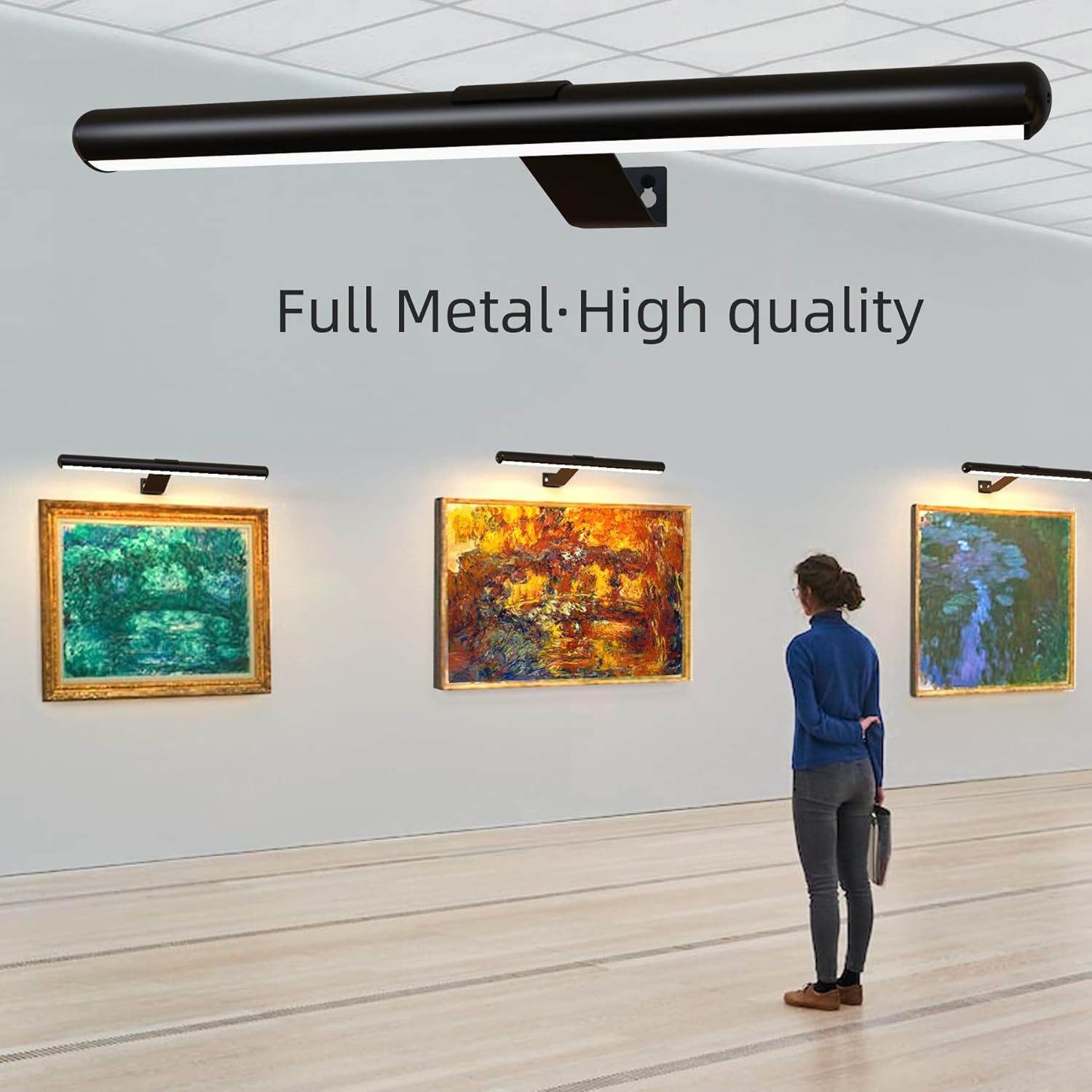 Luz de imagen inalámbrica de 16 pulgadas, batería recargable, luz de pintura de metal completo con control remoto, luz LED de exhibición de arte