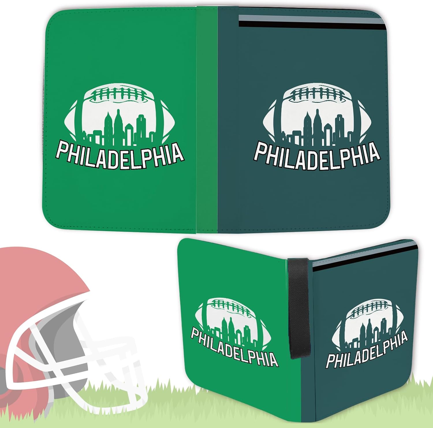 Carpeta de tarjetas de fútbol Philadelphia con mangas, 900 bolsillos, 3 anillos, impermeable, resistente al polvo, duradera