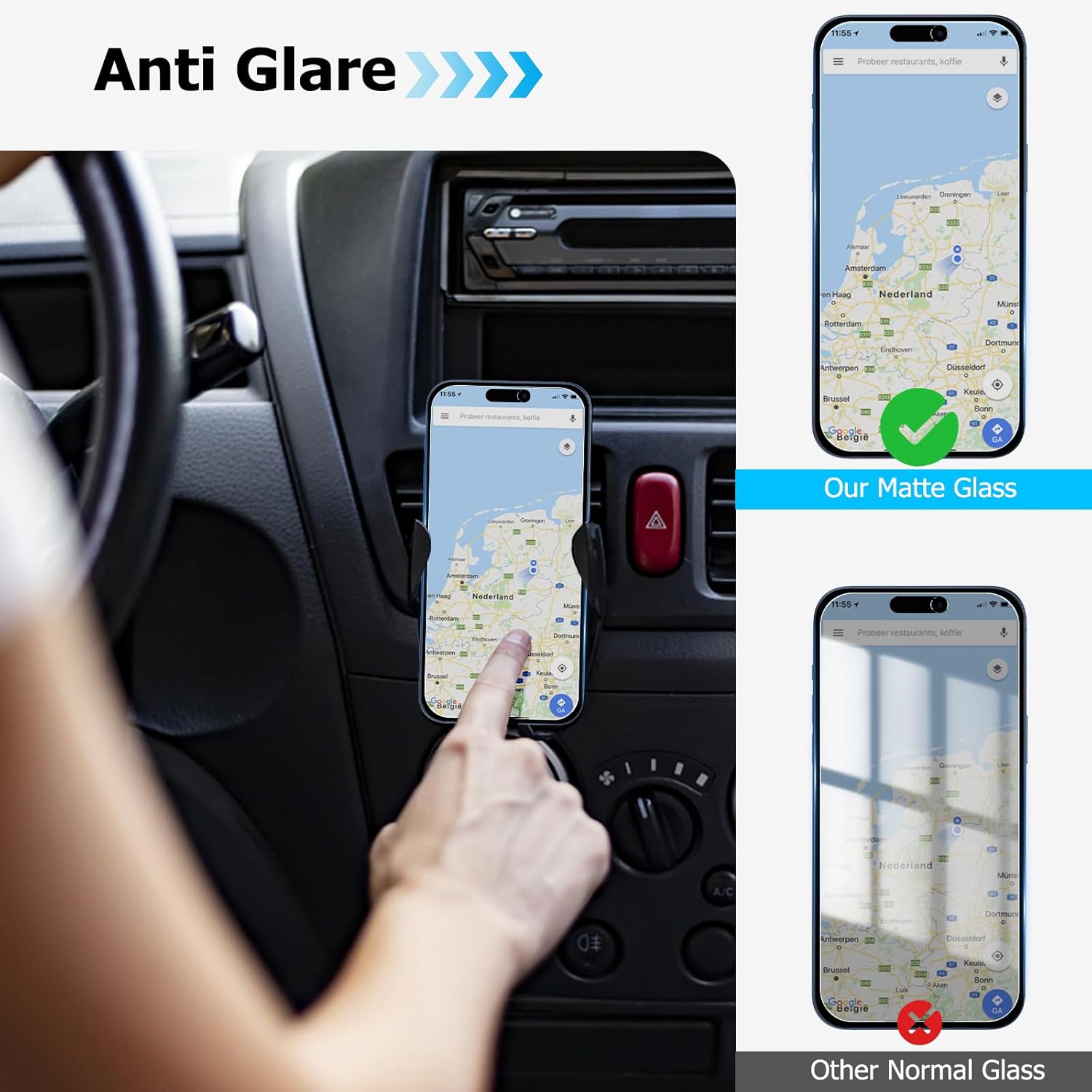 Protector de pantalla de privacidad para iPhone 15 Pro Max con protector de lente de cámara, anti espía antiluz azul, película de vidrio templado